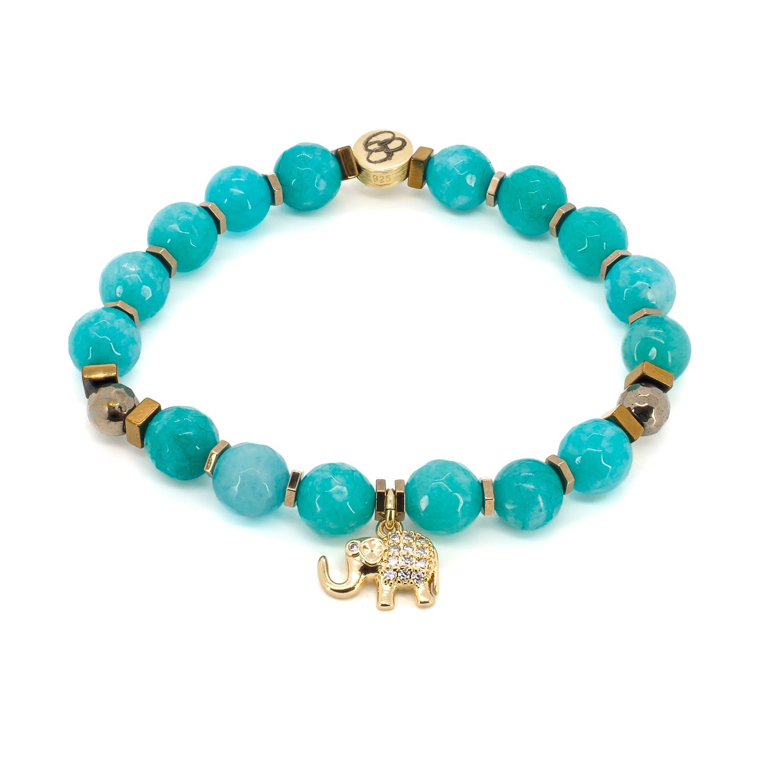 Amazonite Stone Lucky Elephant Charm Beaded Bracelet for Women - Handmade Adjustable Spiritual Jewelry for Good Luck, Protection & Positive Energy | Gift for Her, Meditation, Yoga & Boho Fashion Accessory