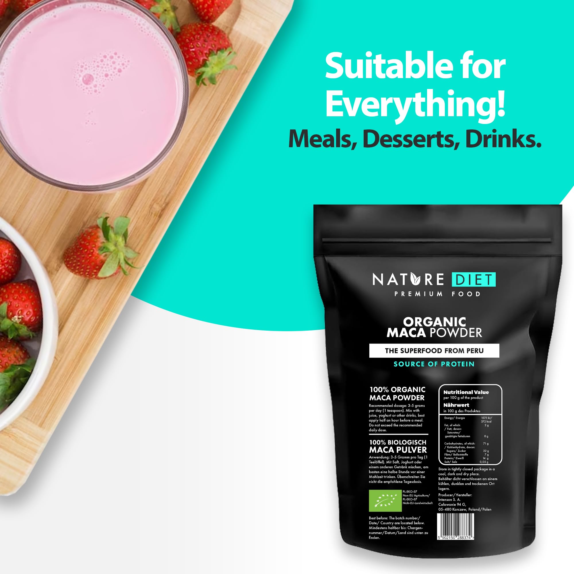Organic Maca Root Powder 1000g - Gluten-Free, Vegan Superfood for Energy & Vitality | Perfect for Smoothies, Baking & Natural Health Boost