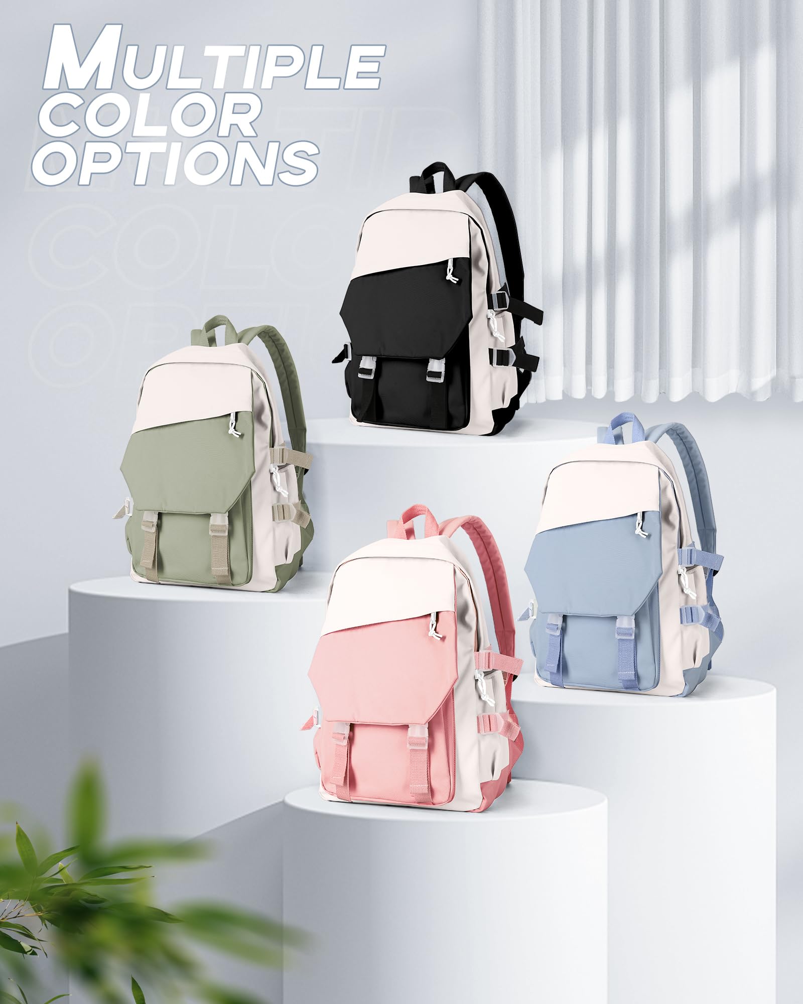 Stylish Black Small Backpack for Women & Men - Lightweight Aesthetic College Backpack, Travel Bag, Hiking Daypack for School, Work, Gym & Outdoor Adventures