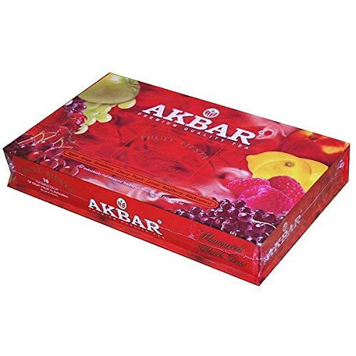 Premium Akbar Fruit Flavored Black Tea Bags - 80 Count Gift Box (160g/5.6oz) - Perfect for Gifting, Afternoon Tea & Office Break Refreshment