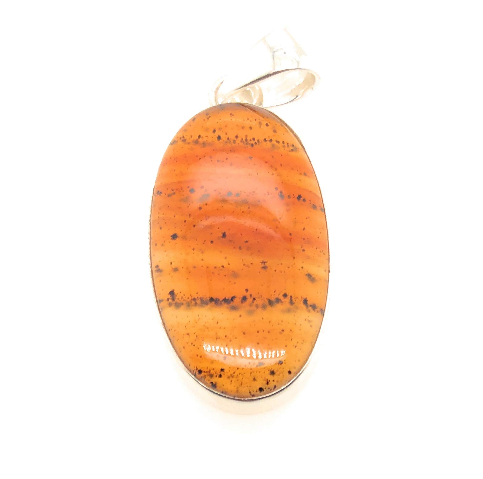 Natural Montana Moss Agate 925 Sterling Silver Sunrise Scenic Pendant Necklace - 35mm Handmade Jewelry for Women, Nature Lovers & Spiritual Healing | Perfect for Gifts, Meditation & Boho Fashion
