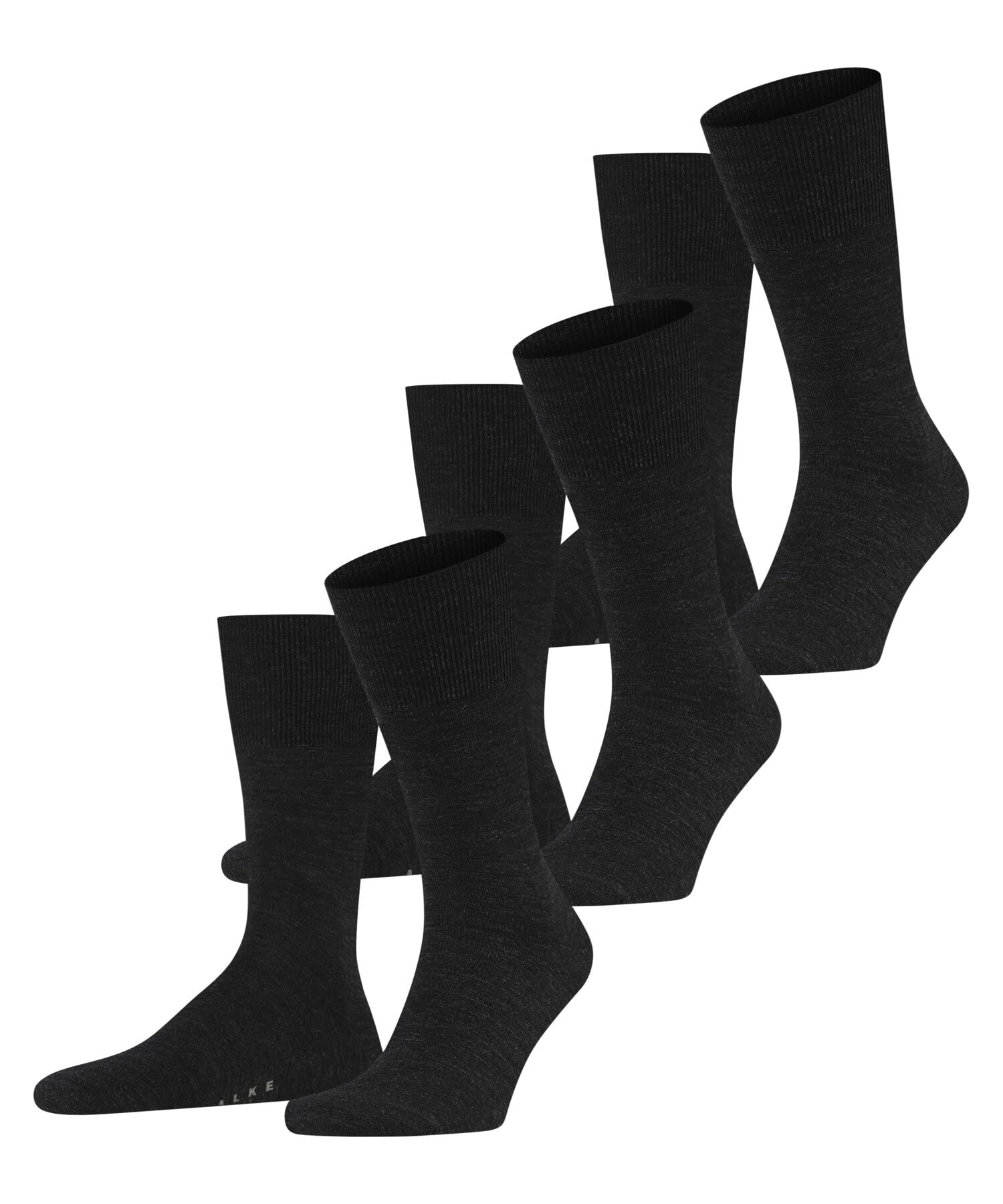 FALKE Men's Merino Wool Cotton Dress Socks 3-Pack - Mid-Calf Business Socks for Travel & Office - Soft & Breathable Comfort for Professionals