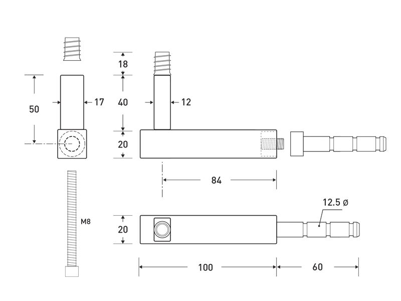 HB 540 Heavy Duty Handrail Brackets - Sturdy Metal Wall Mounted Railing Supports for Stairs, Decks & Balconies | Indoor & Outdoor Use