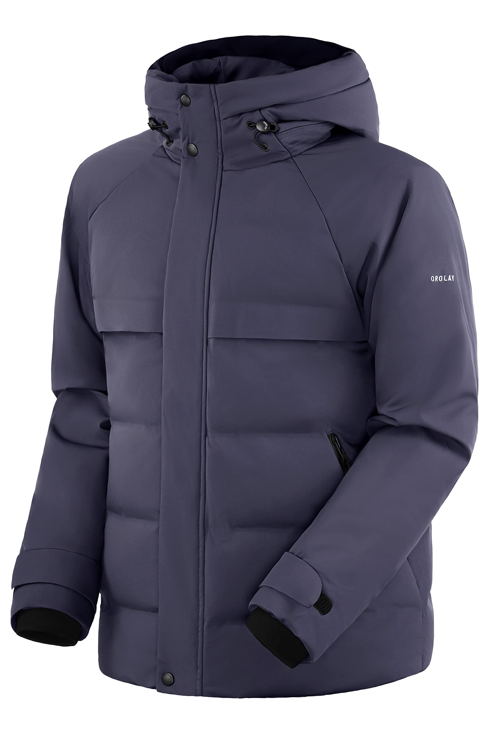 Orolay Men's Winter Down Jacket - Lightweight Puffer Coat with Adjustable Hood for Outdoor Activities & Cold Weather