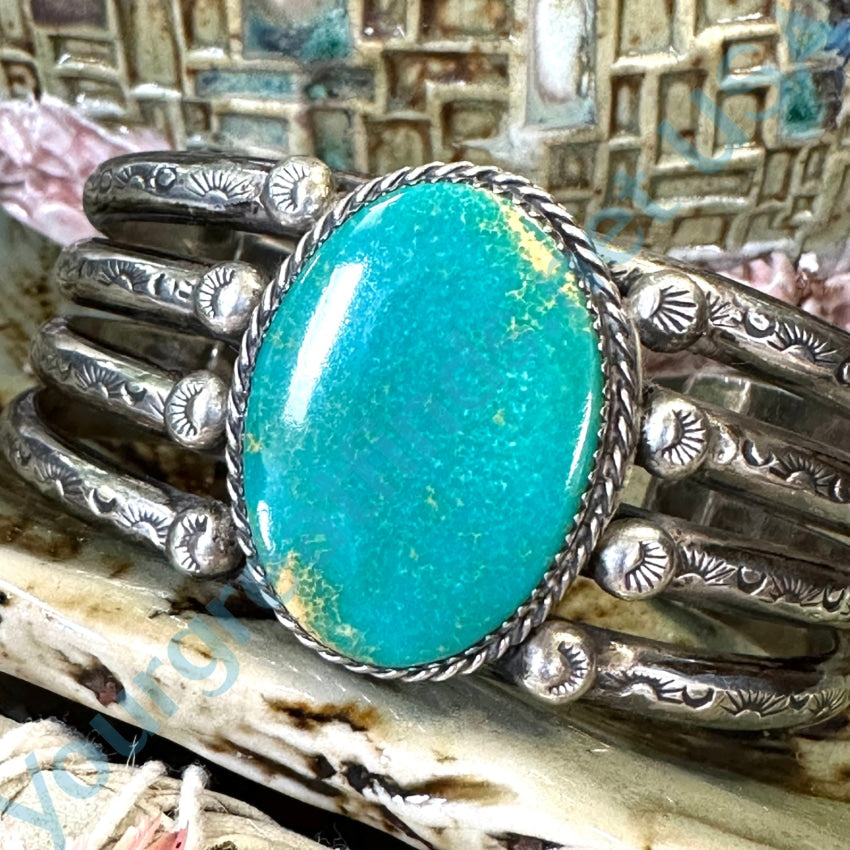 Sterling Silver Turquoise Raindrop Bracelet - Authentic Navajo Jewelry by Sonny Spruce (1999) - Perfect for Boho Fashion & Southwest Style Accessories