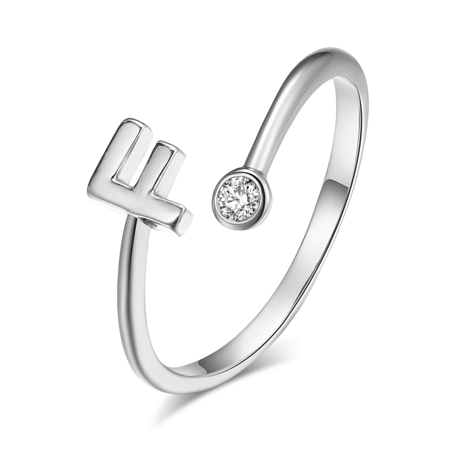 Personalized Silver Initial Letter Ring Stackable Rings for Women - A-Z Alphabet Knuckle Rings with Crystal, Adjustable Finger Jewelry for Everyday Wear, Gifts & Special Occasions