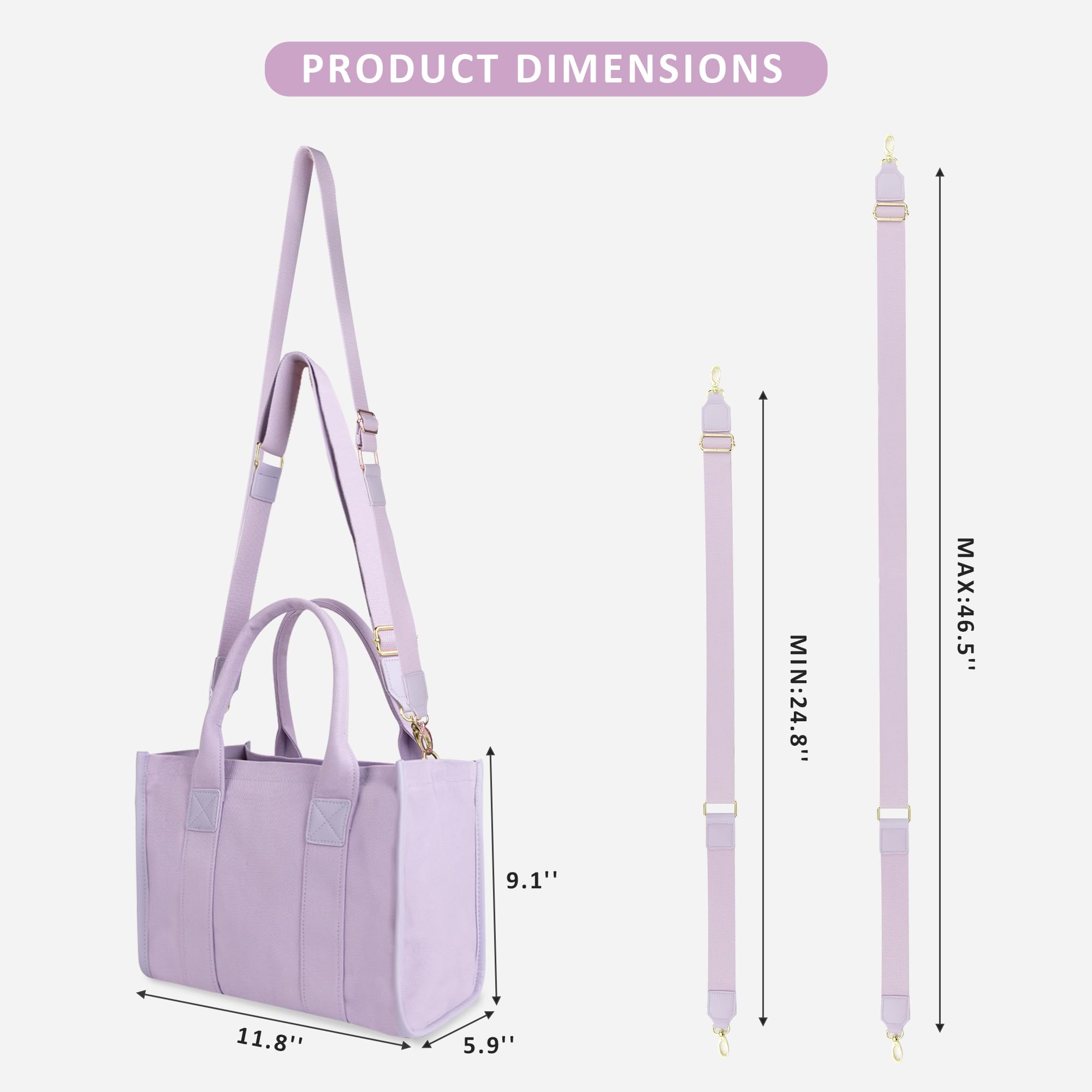 Stylish Canvas Tote Bag for Women - Durable Crossbody & Top Handle Handbag - Perfect for Work, Travel, Shopping & Beach Days