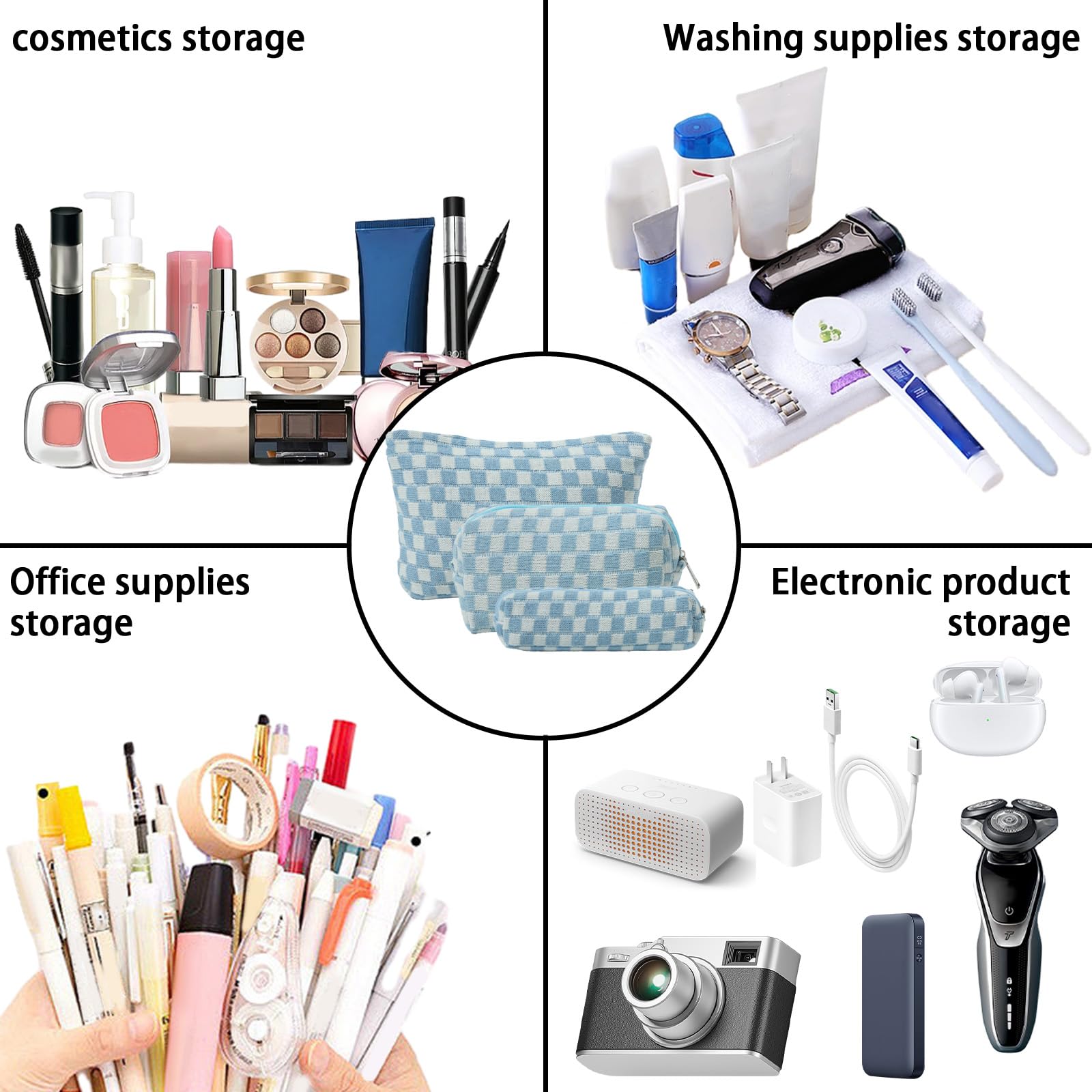 LYDZTION Large Makeup Bag for Women - 1PC Cosmetic Organizer & 1PC Brush Pouch Set - Waterproof Travel Toiletry Bag for Makeup Brushes, Cosmetics, Skincare - Perfect for Travel, Gym, Daily Use & Gift Giving