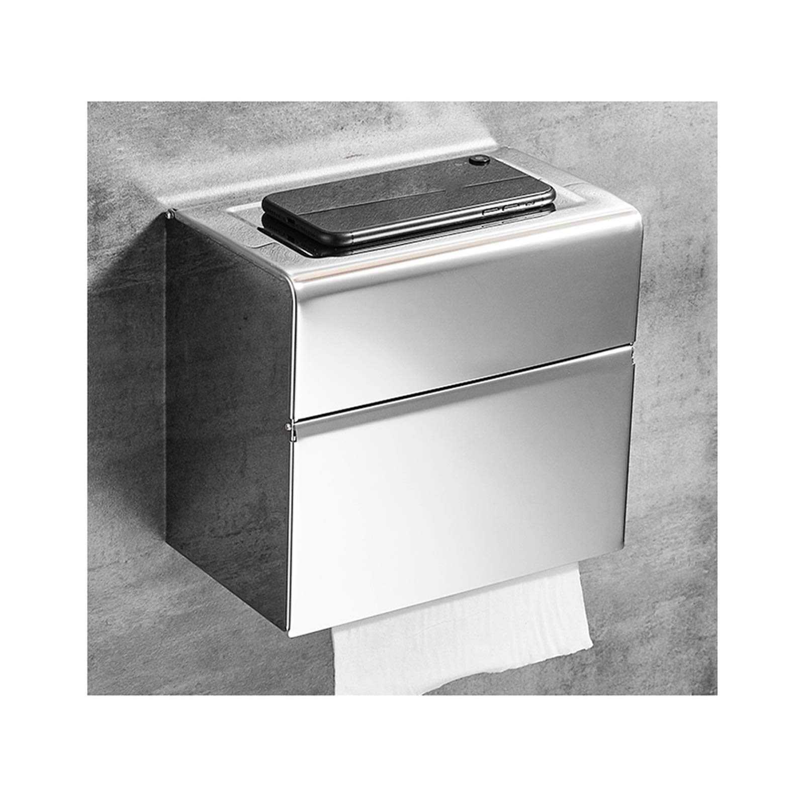 Stainless Steel Wall-Mounted Toilet Paper Holder - No Drill Waterproof Bathroom Tissue Dispenser for Toilet, Kitchen & Washroom | Space-Saving Bath Essentials for Modern Homes