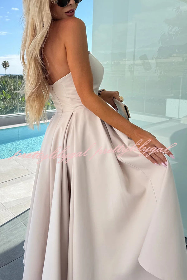 Elegant Solid Color Off Shoulder Pocket Midi Dress for Women - Summer Casual, Beach Vacation, Date Night Outfit