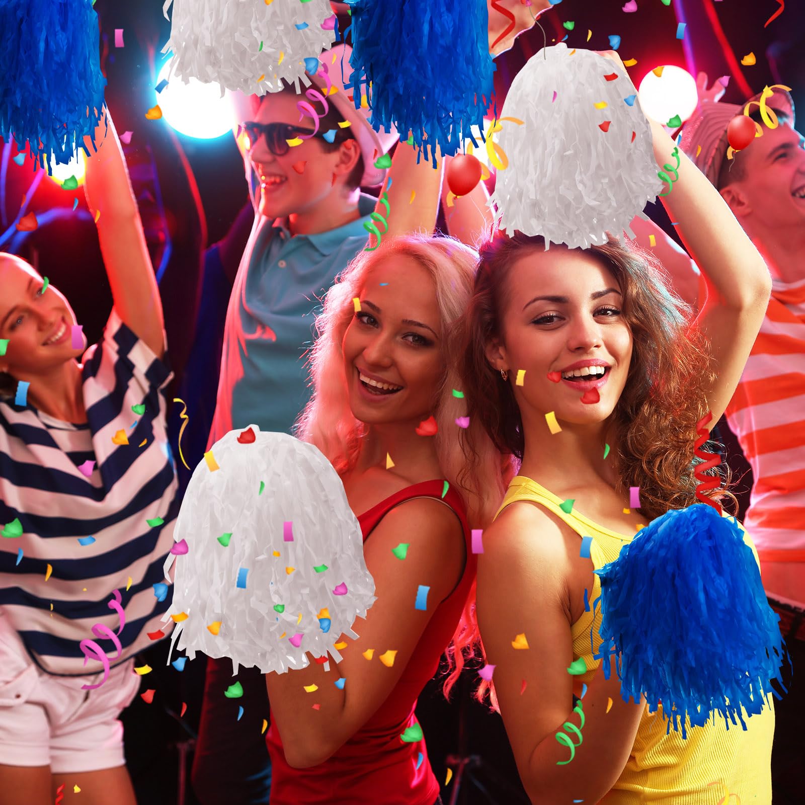 80 Pcs Cheerleading Pom Poms with Handles - Bulk Cheer Dance Pompoms for Sports, Gymnastics, Cheerleading Teams & Party Decorations - Perfect for Cheer Competitions, School Events & Pep Rallies