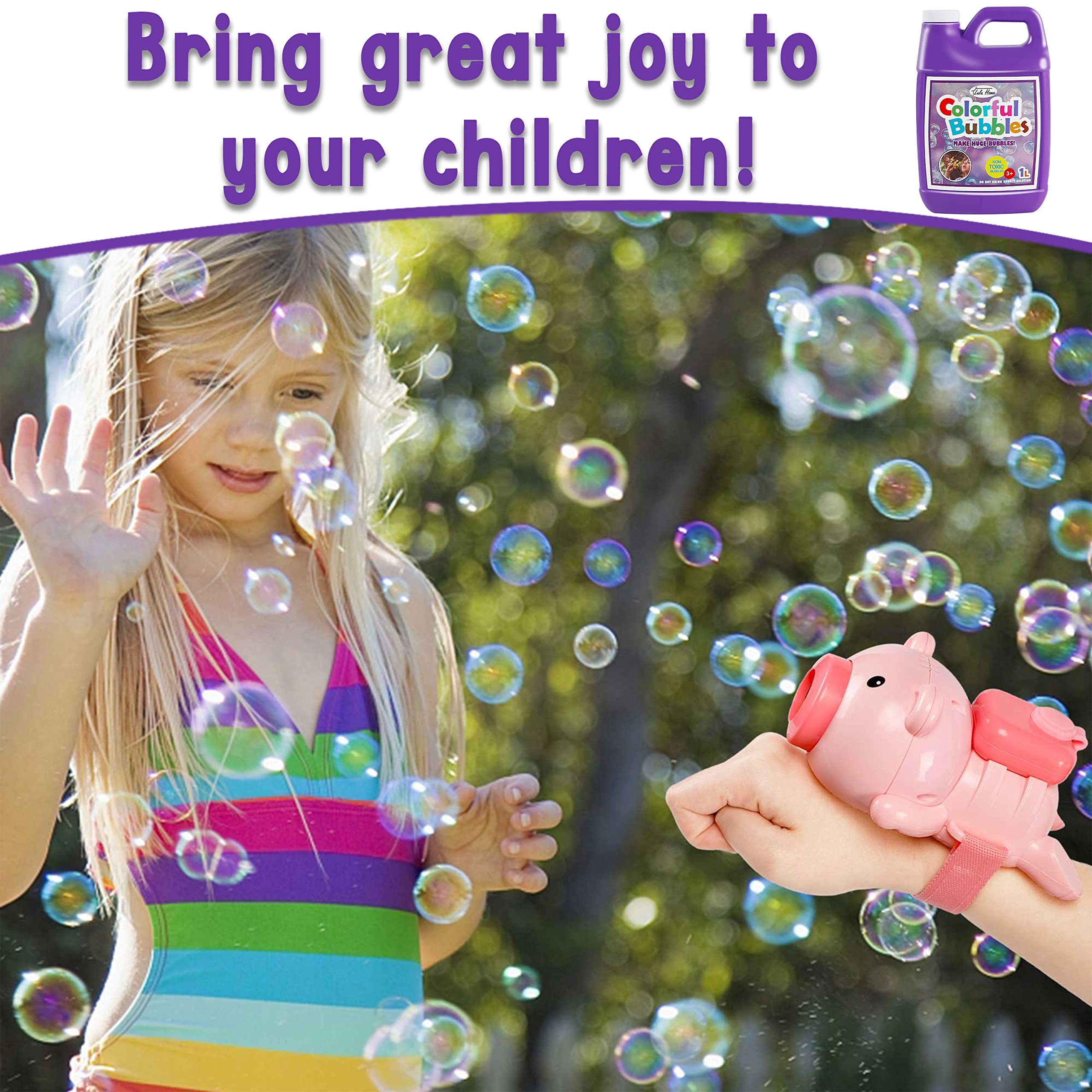 Lulu Home 2 Pack Bubble Concentrate Solution - 1L (33.8oz) Refill for Bubble Machines, Giant Bubble Wands & Blower Toys - Perfect for Kids Birthday Parties, Outdoor Play & Summer Activities (Purple Bottle)