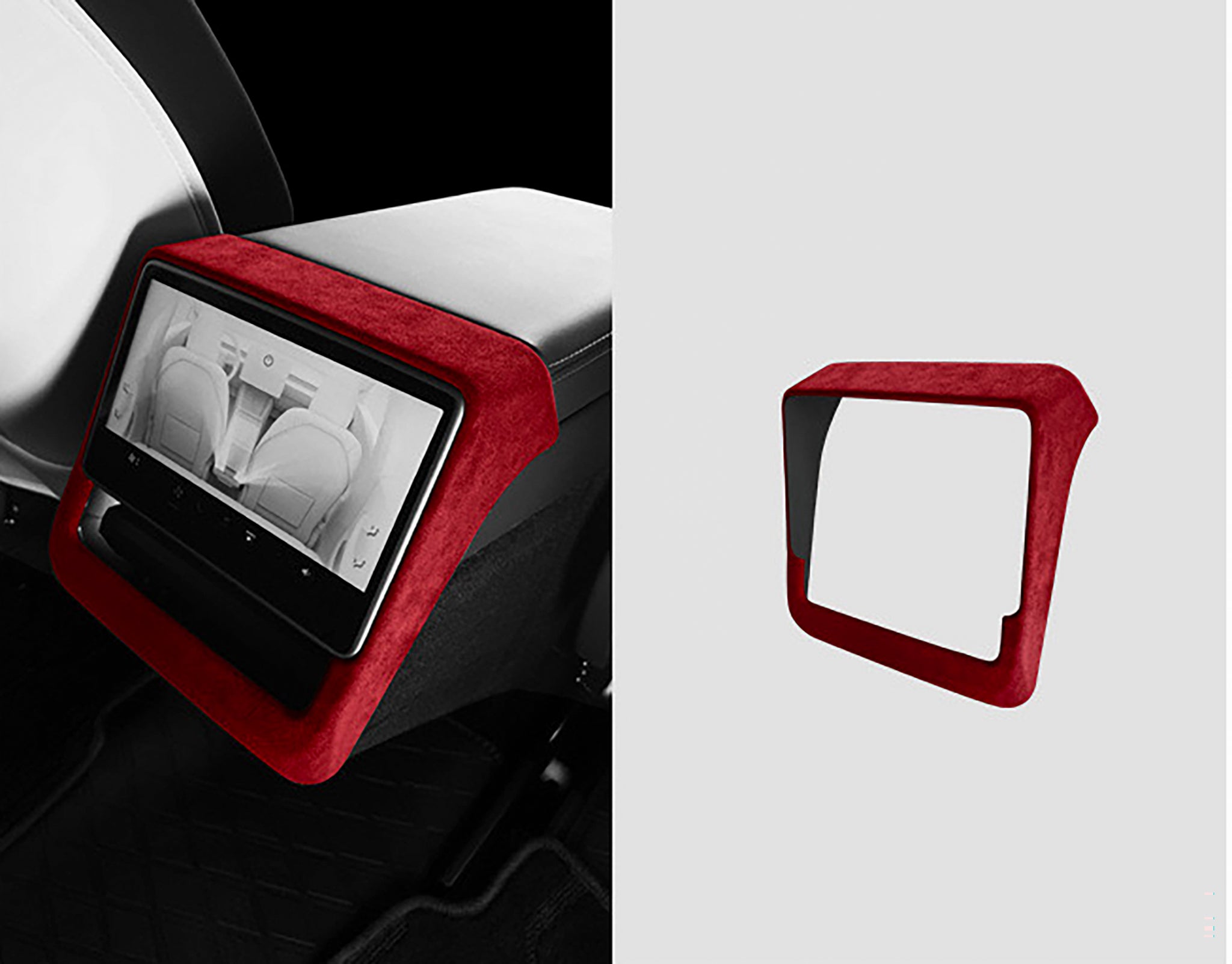 Tesla Alcantara Rear Screen Trim Cover for 2024+ Model 3 Highland & 2025+ Model Y Juniper - Premium Interior Accessory for Enhanced Comfort & Style