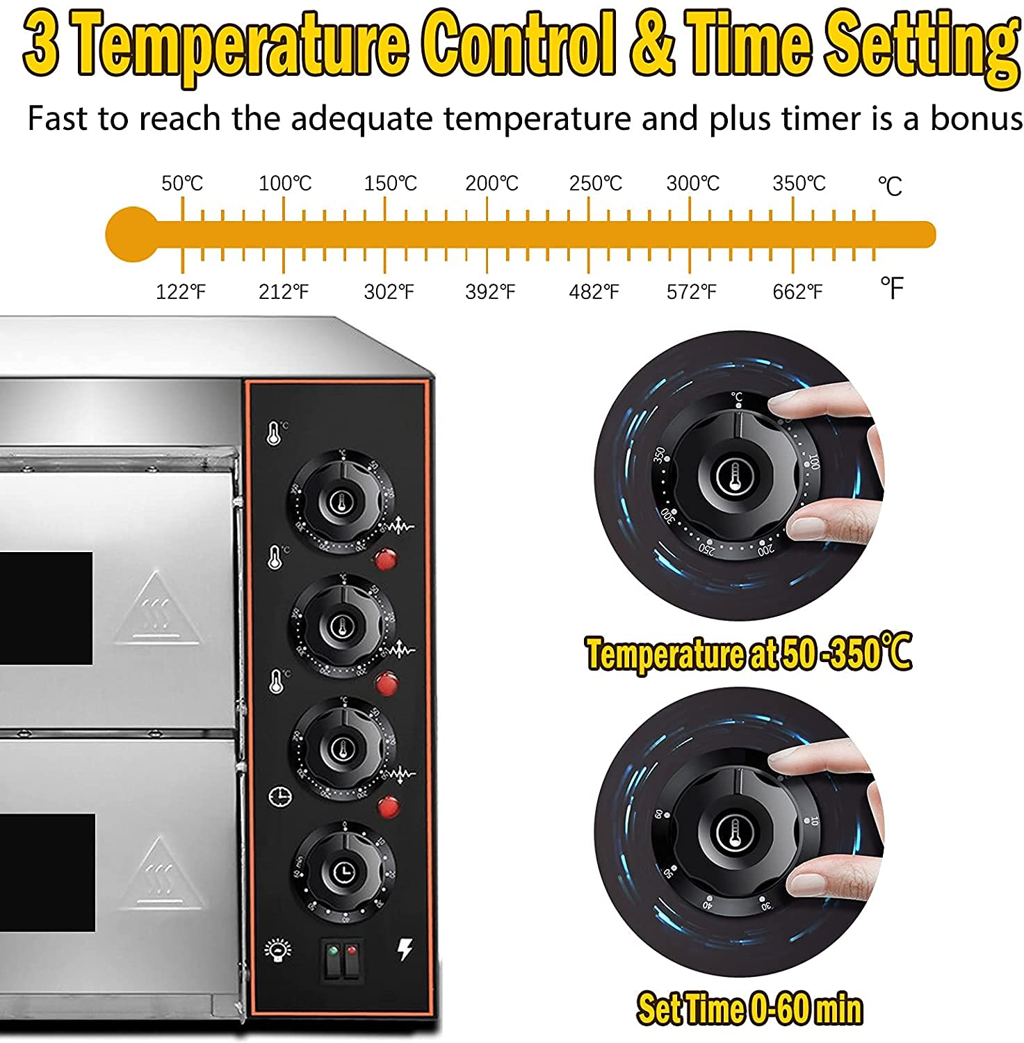 Commercial Pizza Oven Double Oven 1700W 16 Inch Stainless Steel Electric Countertop Pizza Maker - Perfect for Restaurants, Home Kitchens, Baking Pretzels, Roasting Yakitori & More (110V) | Indoor Multipurpose Snack Oven for Pizza, Bread & Meat Cooking