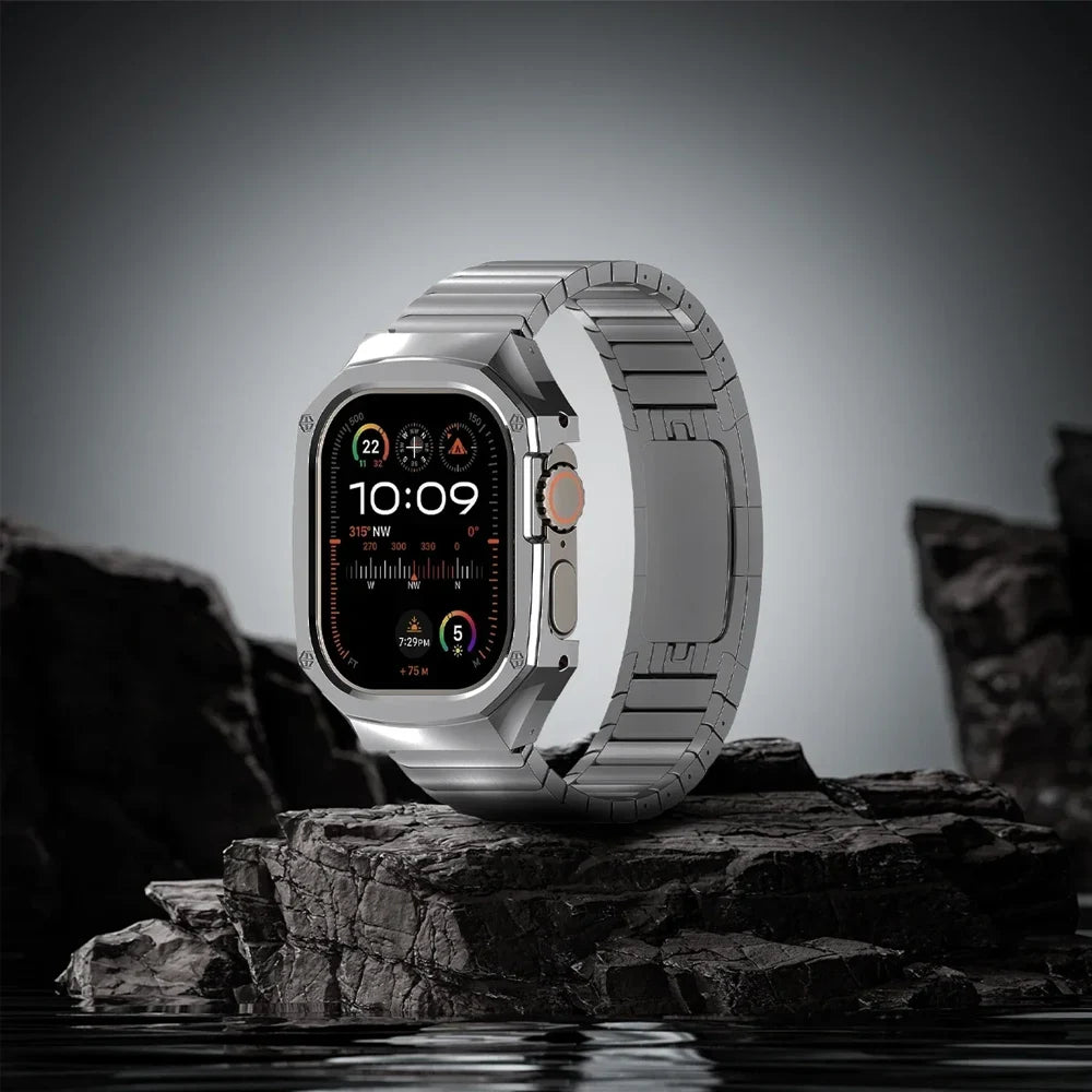 UltraDefender SteelShield Durable Stainless Steel Band for Apple Watch Ultra - Perfect for Outdoor Sports, Workouts & Everyday Wear