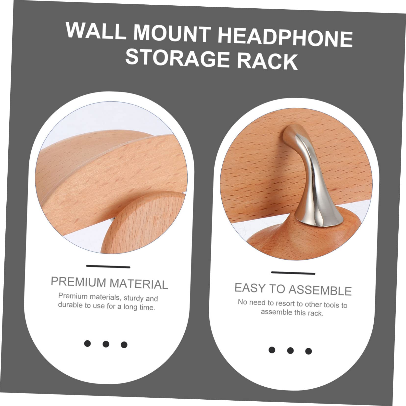 Angoily 3-Pack Solid Wood Headphone Stand with Clamp - Premium Headset Holder for Desk, Gaming Setup & School Use - Space-Saving Headphone Display Shelf for Home, Office & Studio Organization