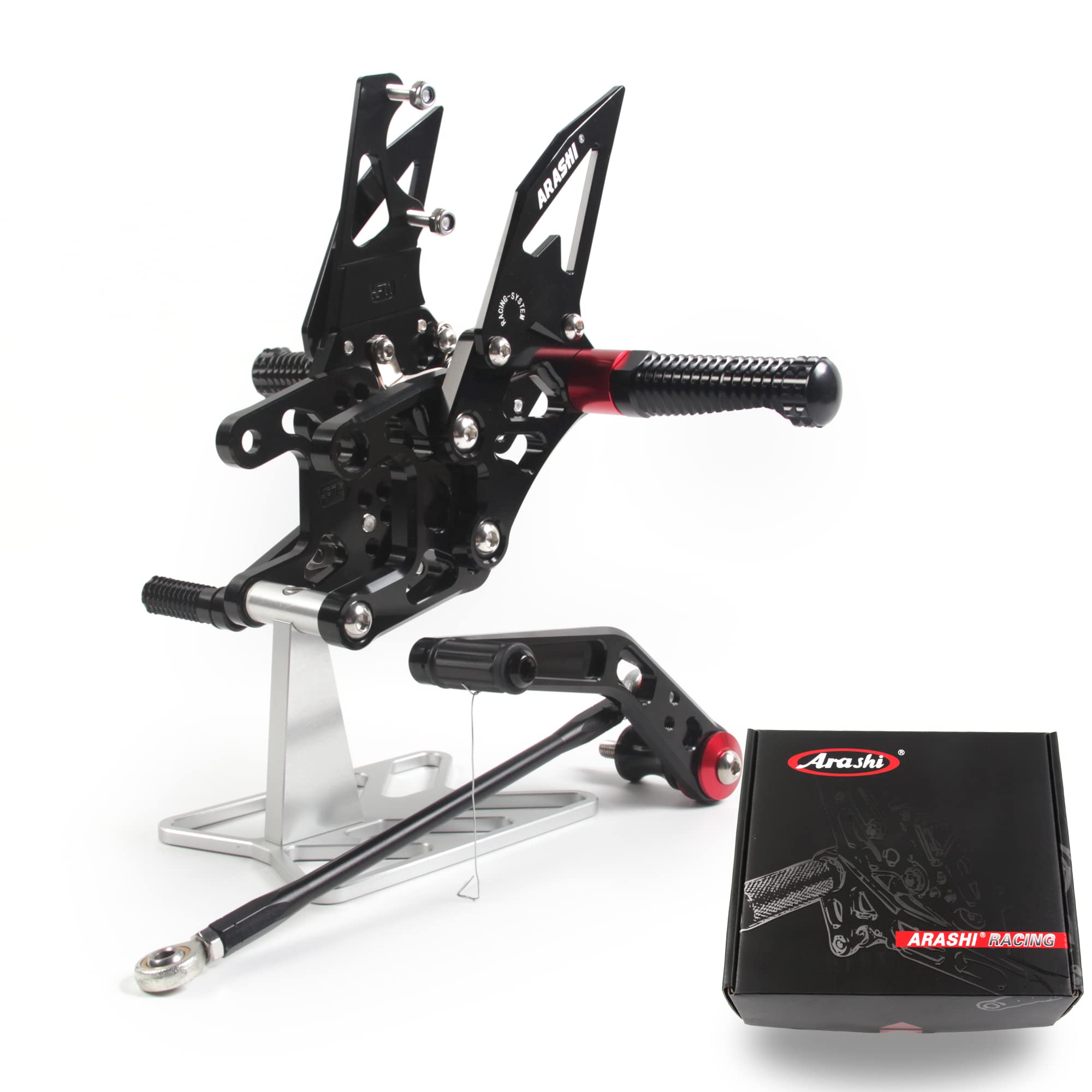 Arashi V2.0 Adjustable Rear Sets Foot Pegs for Honda CBR1000RR 2008-2011 | Motorcycle Racing Footrests | Black CNC Aluminum Rear Set | CBR1000RR 1000RR 2009 2010 | Track & Street Performance Upgrade