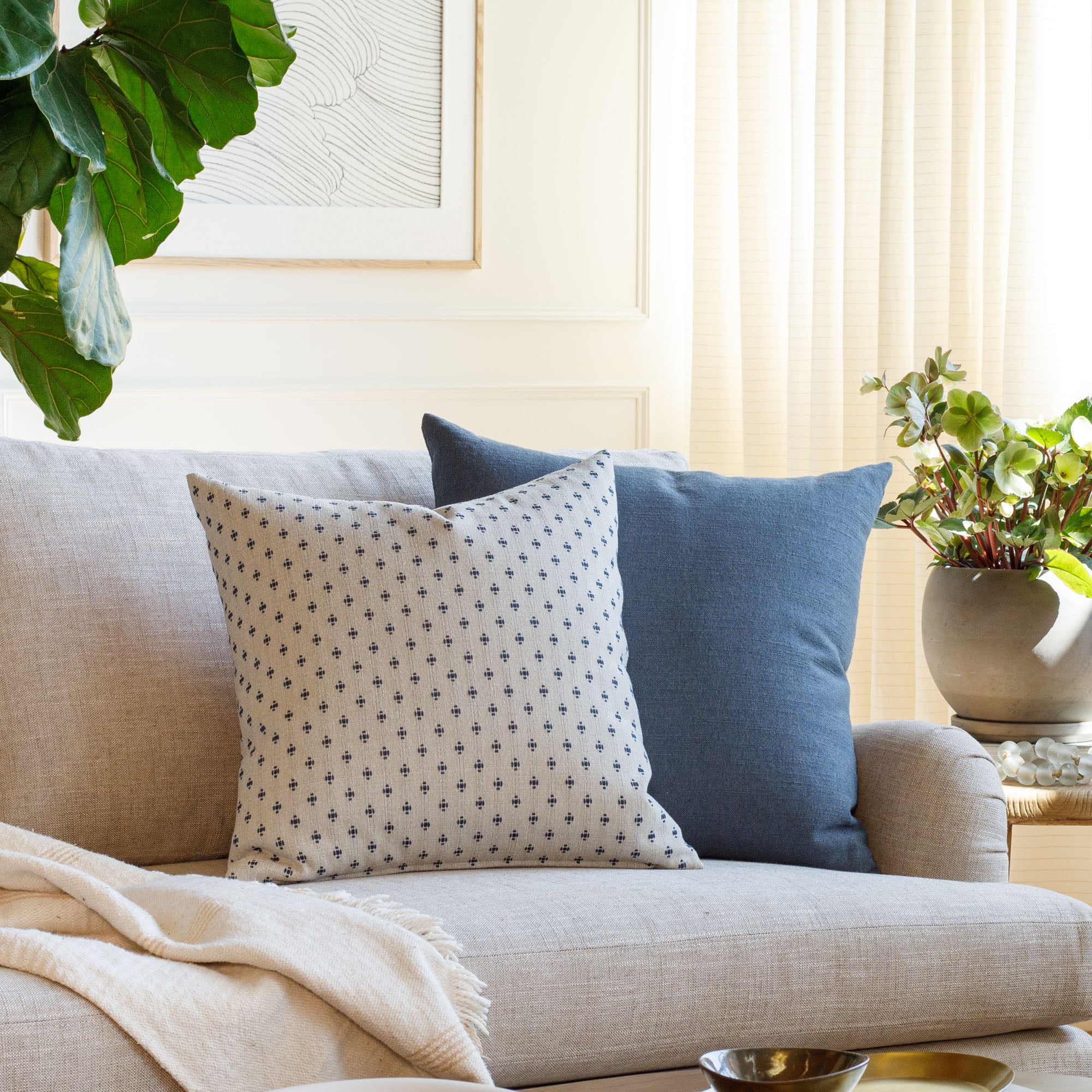 20x20 Navy Blue Decorative Throw Pillow Cover - Soft & Stylish Cushion for Sofa, Bed, or Living Room Decor