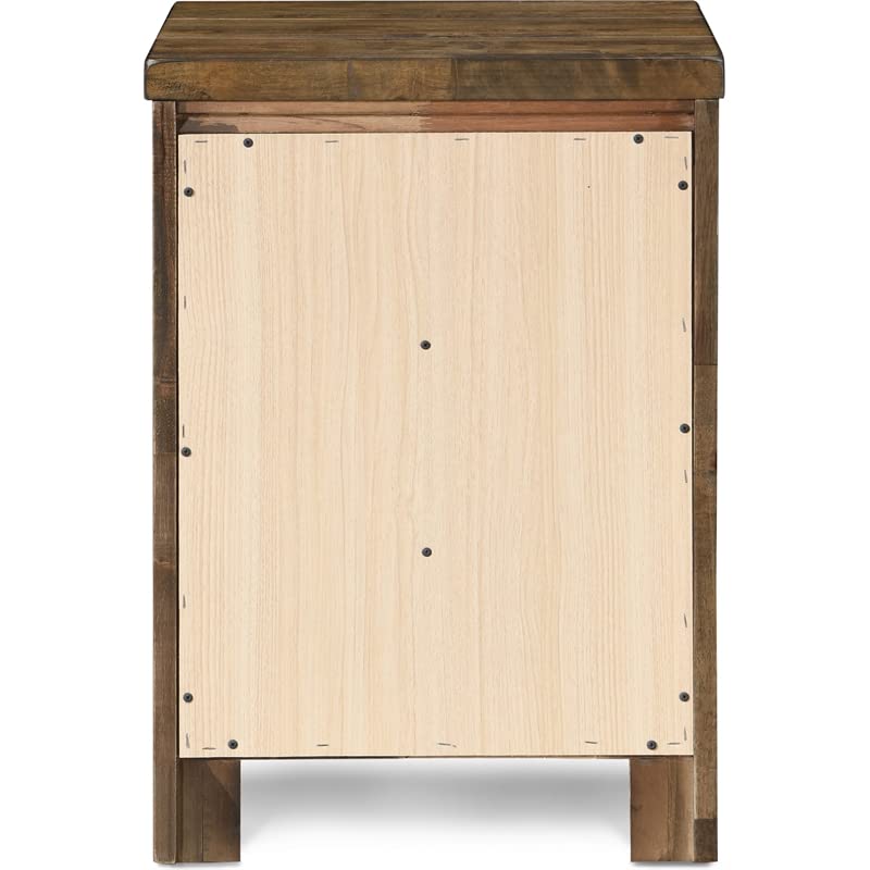 Finch Stratford Farmhouse Wooden Nightstand with 3 Drawers - Rustic Brown Bedside End Table with Space Saving Design for Bedroom, Living Room, or Office