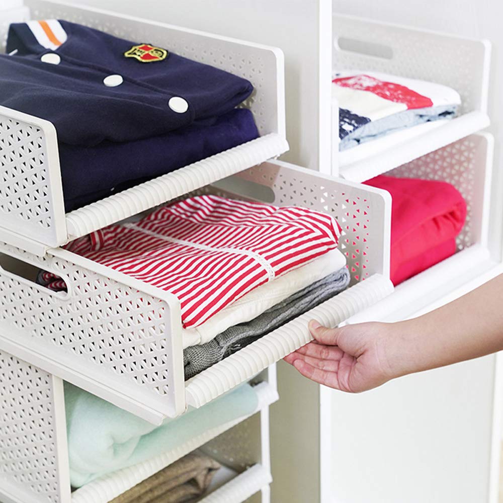 Stackable Plastic Wardrobe Organizer Drawers - Multifunctional Storage Shelves & Closet Cabinet Cubes for Clothes, Shoes, Toys & Towels | Perfect for Bedroom, Closet & Living Room Organization