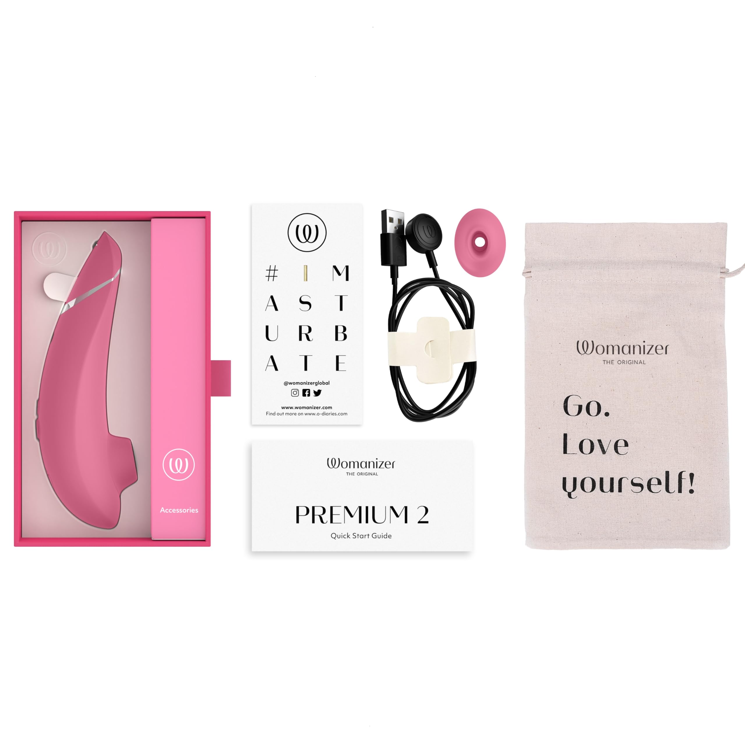 Womanizer Premium 2 Clitoral Stimulator for Women - 14 Suction Speeds, Waterproof, Rechargeable Adult Sex Toy | Clit Sucking Vibrator for Powerful Orgasms | Perfect for Solo Play, Couples & Sensual Massage | Pink