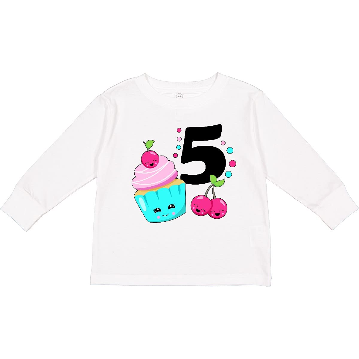 Inktastic Happy Cupcake 5th Birthday Toddler Long Sleeve T-Shirt - Cute Kids Outfit for Birthday Parties & Celebrations