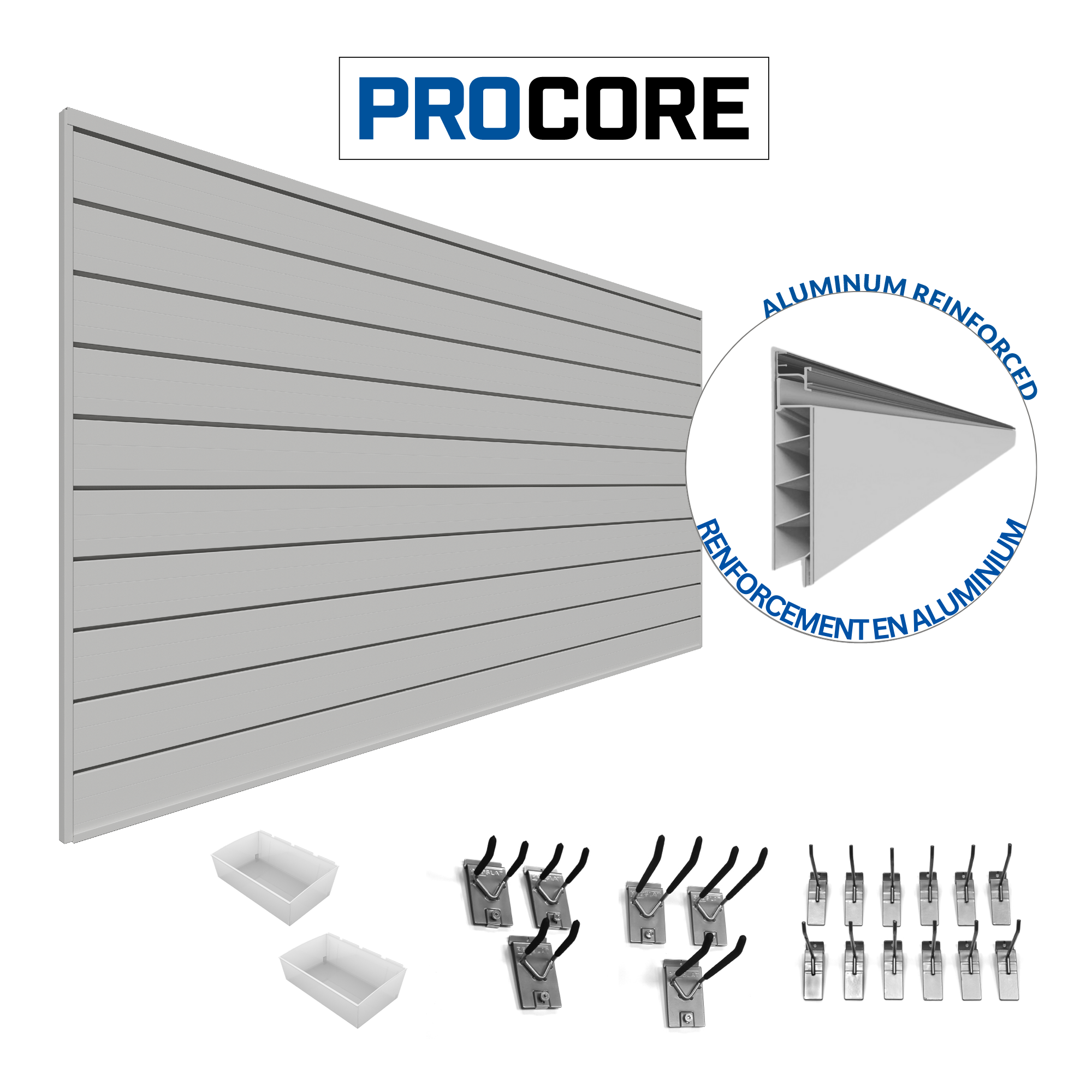 Procore Slatwall Organizer Bundle - Wall Mounted Storage System for Retail & Garage Organization - Perfect for Stores, Garages, and Home Organization