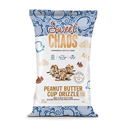 Sweet Chaos Peanut Butter Cup Drizzle Popcorn - 5.5 oz (12 Pack) | Gourmet Chocolate & Peanut Butter Snack | Perfect for Movie Nights, Parties & Office Treats