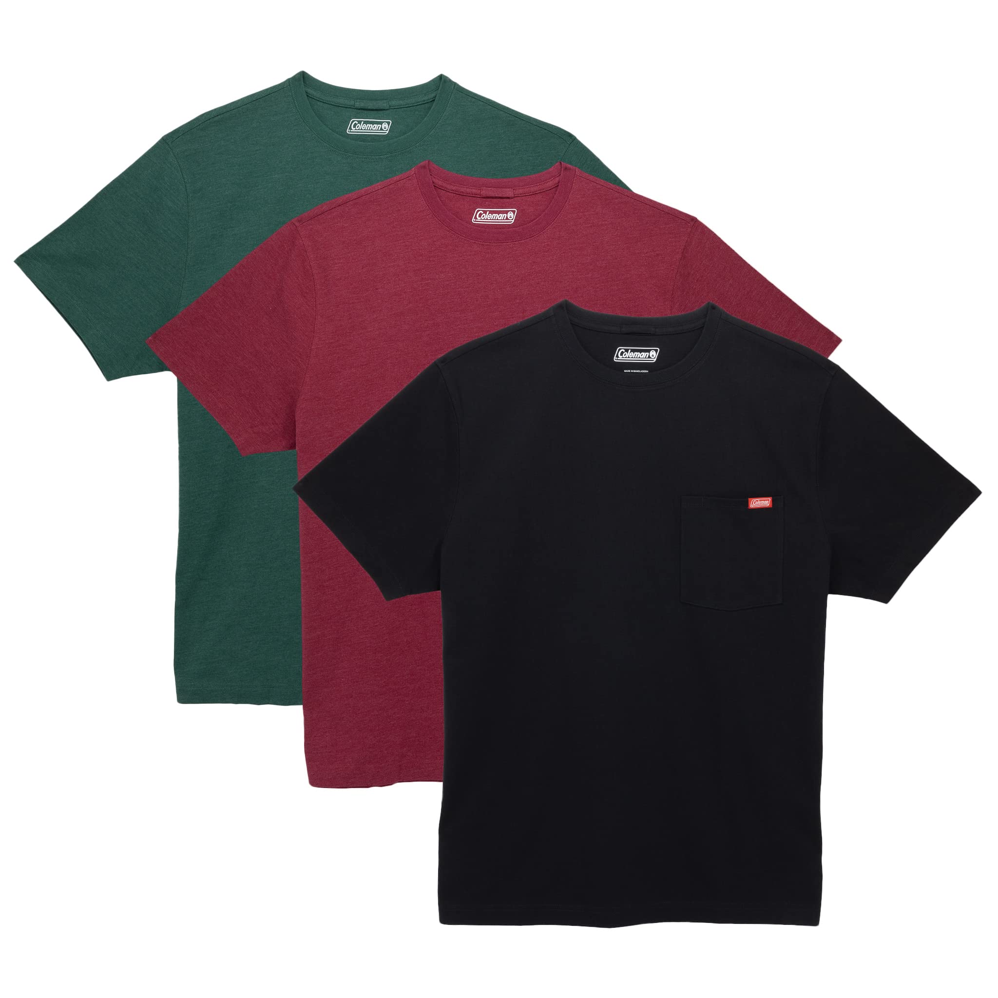 Coleman Men's Workwear Performance Short Sleeve Cotton T-Shirts - 3-Pack (Multi-Color) | Durable & Comfortable for Construction, Landscaping & Outdoor Work