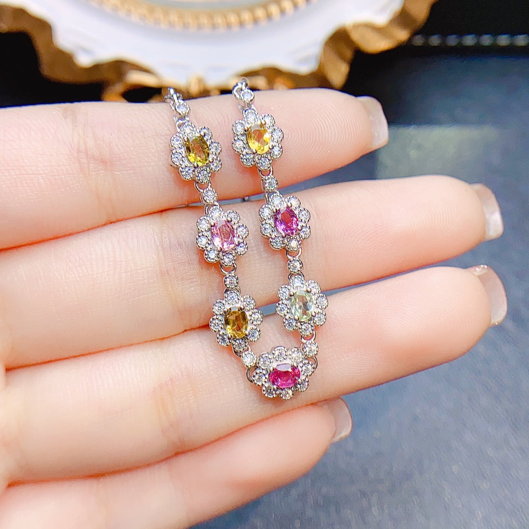 Multi-Color Tourmaline Gemstone Bracelet - October Birthstone Jewelry | FME B045 | Perfect Gift for Women, Birthday, Anniversary & Special Occasions