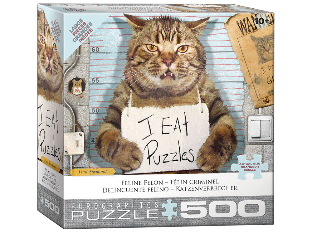 Eurographics 500-Piece XL Jigsaw Puzzle - Feline Felon Cat Puzzle for Adults & Teens | Perfect for Family Game Night, Relaxation & Home Decor