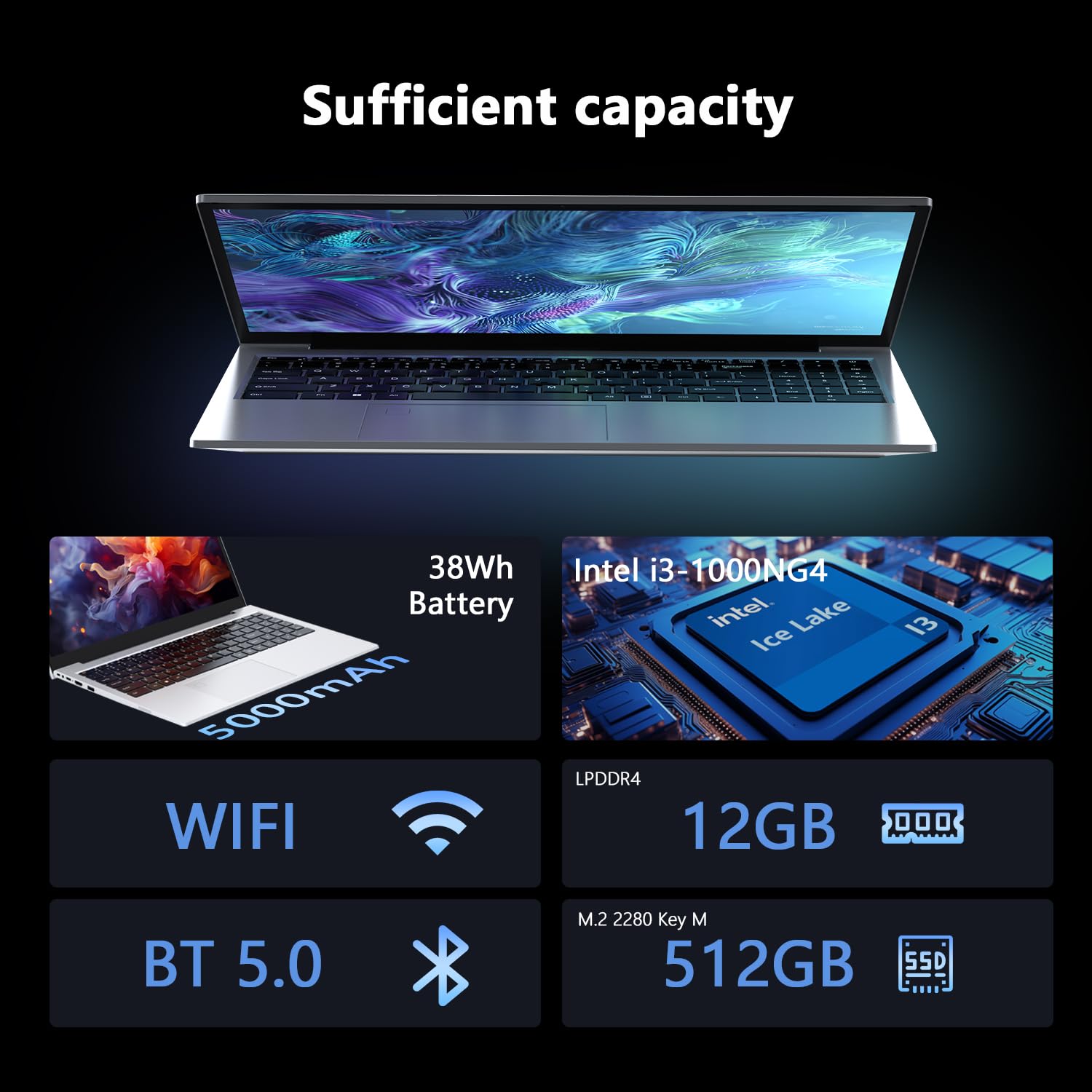 Gaming Laptop i3 12GB RAM 512GB SSD 15.6