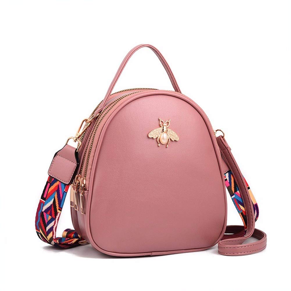 Stylish Mini Leather Backpack for Women - Cute Crossbody Purse with Bee Charm, Versatile Tote Handbag for Girls | Perfect for School, Travel & Everyday Use