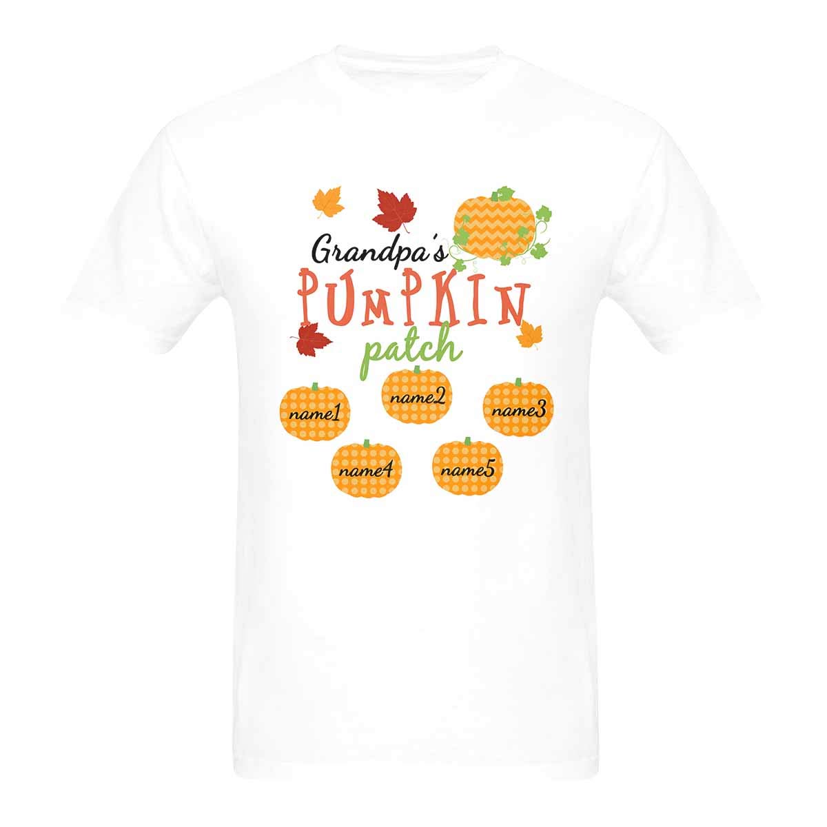 Custom Personalized Name T-Shirt for Men - Grandpa's Pumpkin Patch Design - Perfect for Family Reunions, Halloween & Holiday Gifts