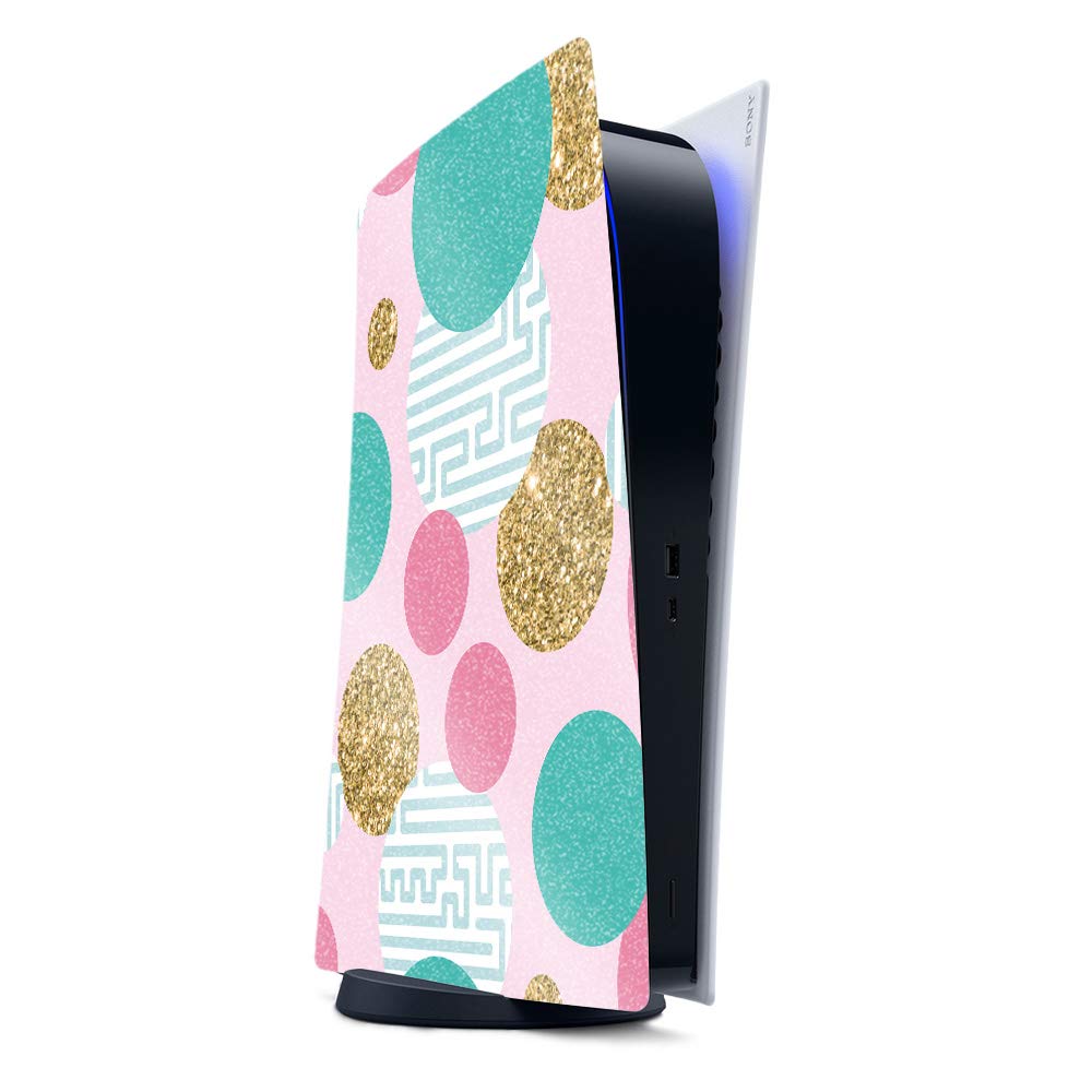 Golden Glitter PS5 Skin - Durable Glossy Cover for Gaming & Decor