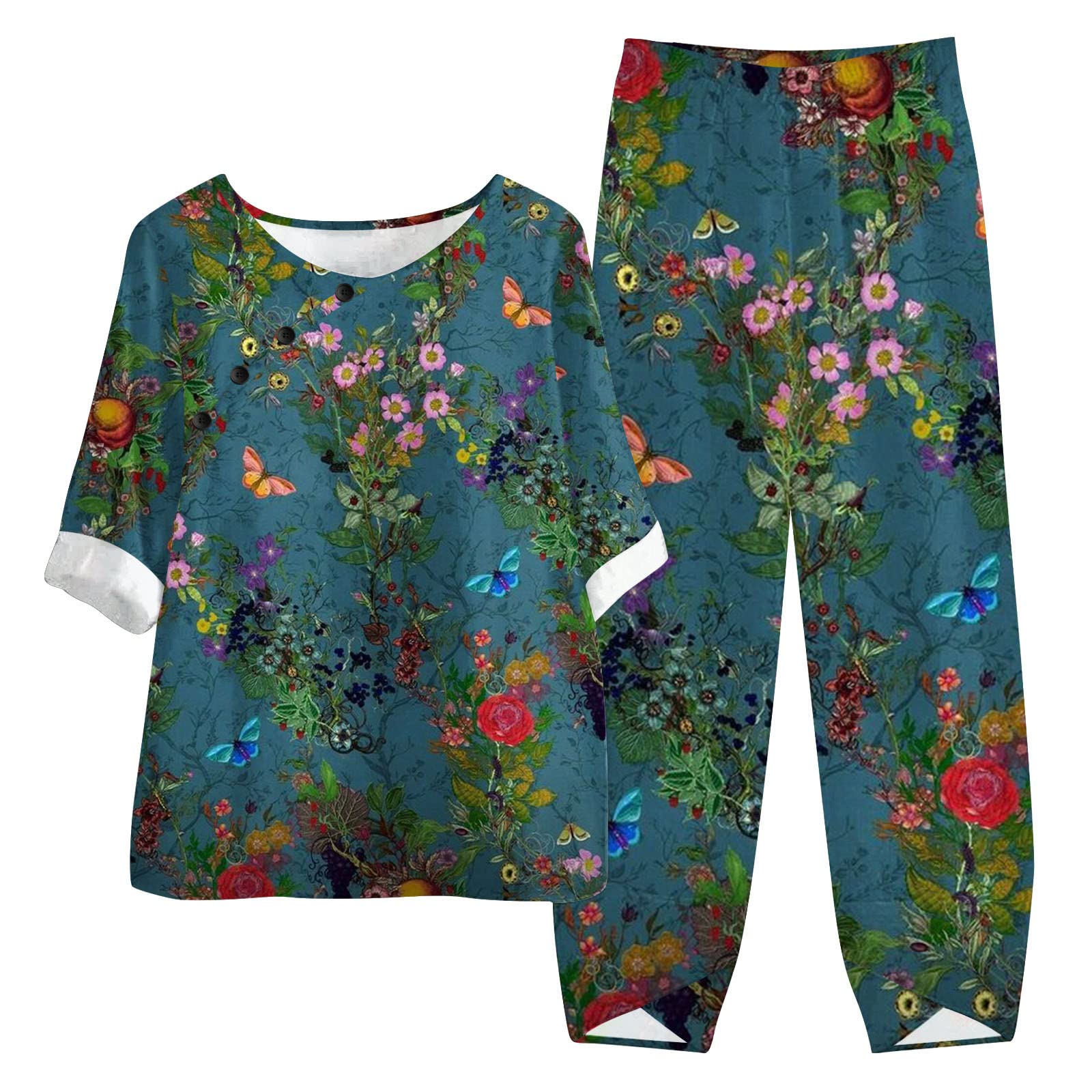 Women's 2-Piece Lounge Set - Soft & Comfortable Loungewear Pantsuit with Loose Shirt - Fall/Winter Casual Outfit for Home, Travel & Relaxation