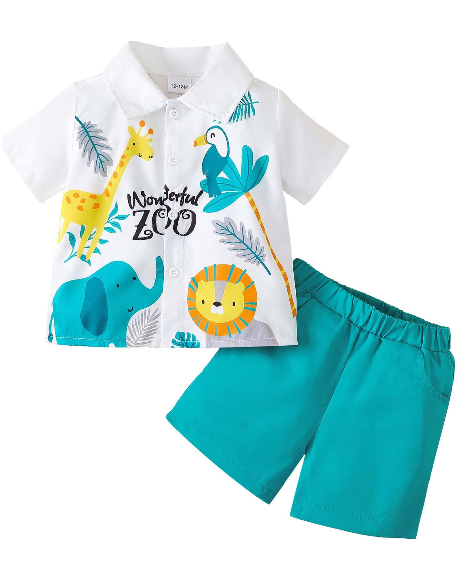 Toddler Boys Summer Outfit Set - Cotton Short Sleeve Shirt & Shorts for Baby Boys | Playtime, Beach & Outdoor Activities