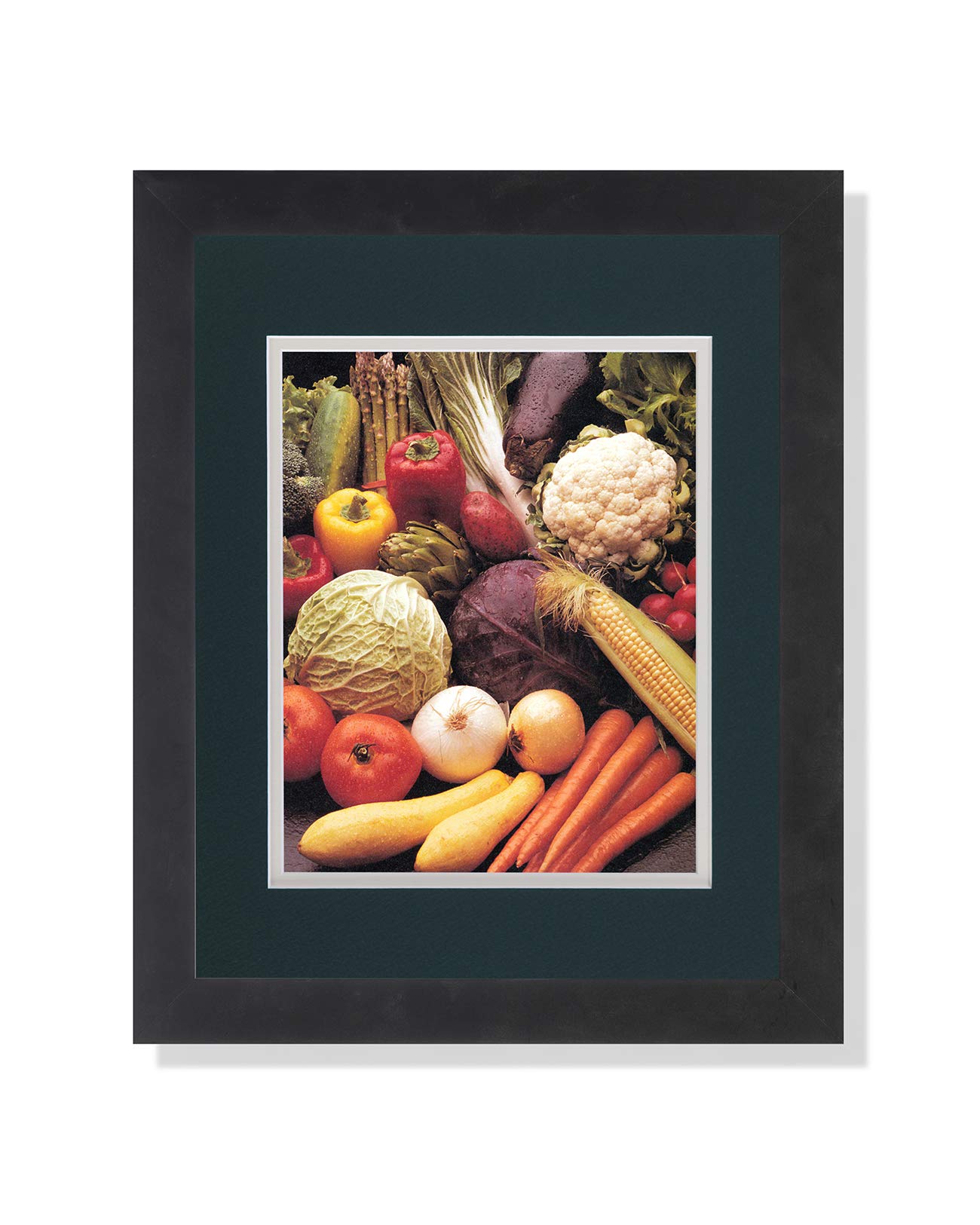 Farm Fresh Vegetable Art Print - Squash, Carrots, Corn, Peppers & Onions Kitchen Wall Decor - Matted & Framed Picture for Farmhouse, Country Kitchen or Dining Room