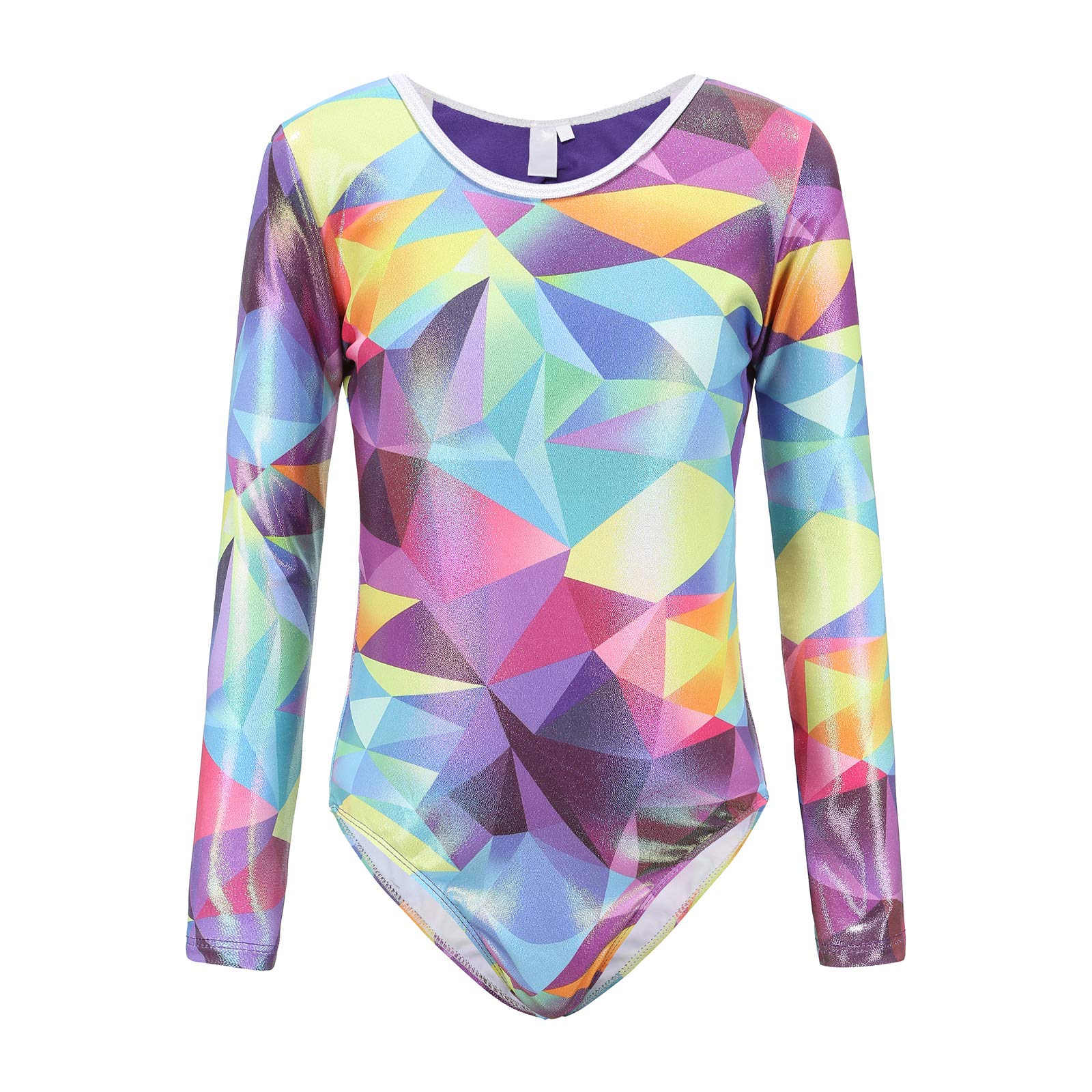 Girls Gymnastics Leotard - Ballet Dance Tank Top with Geometric Metallic Design | Perfect for Ballet Class, Dance Competition & Gymnastics Practice