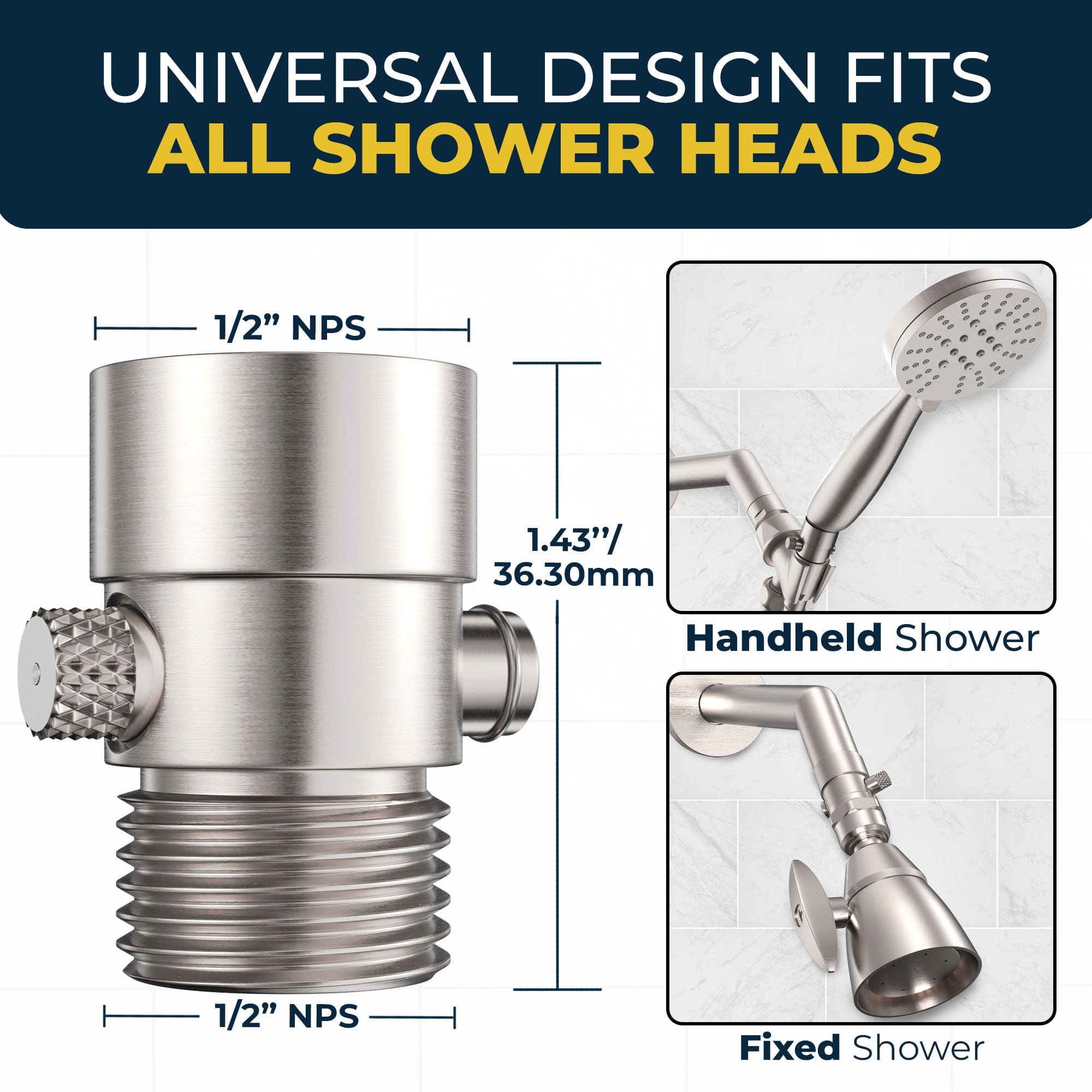 Water-Saving Shower Head Shut Off Valve - Adjustable Flow Control for Bathroom & RV Use - Perfect for Water Conservation & Low Pressure Showers