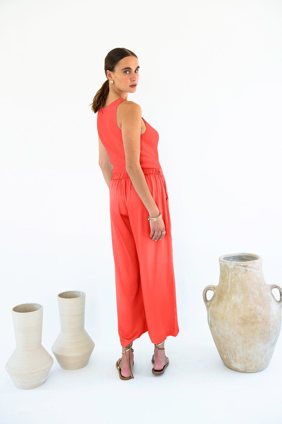 Carina TENCEL™ Modal Cropped Palazzo Pants for Women | High Waist Wide Leg Trousers in Multiple Colors | Comfortable & Breathable for Office, Travel & Casual Wear