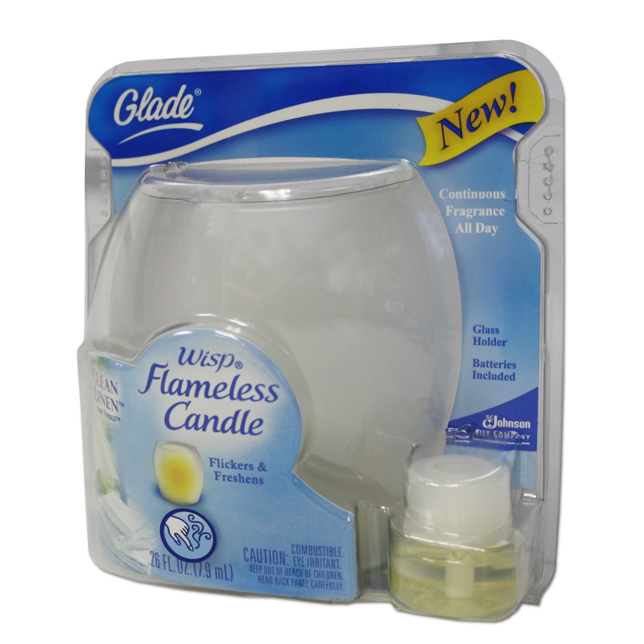 SC Johnson Glade Wisp Flameless Candle - Clean Linen Scent, Battery Operated LED Flameless Tealight for Home Decor, Relaxation & Aromatherapy