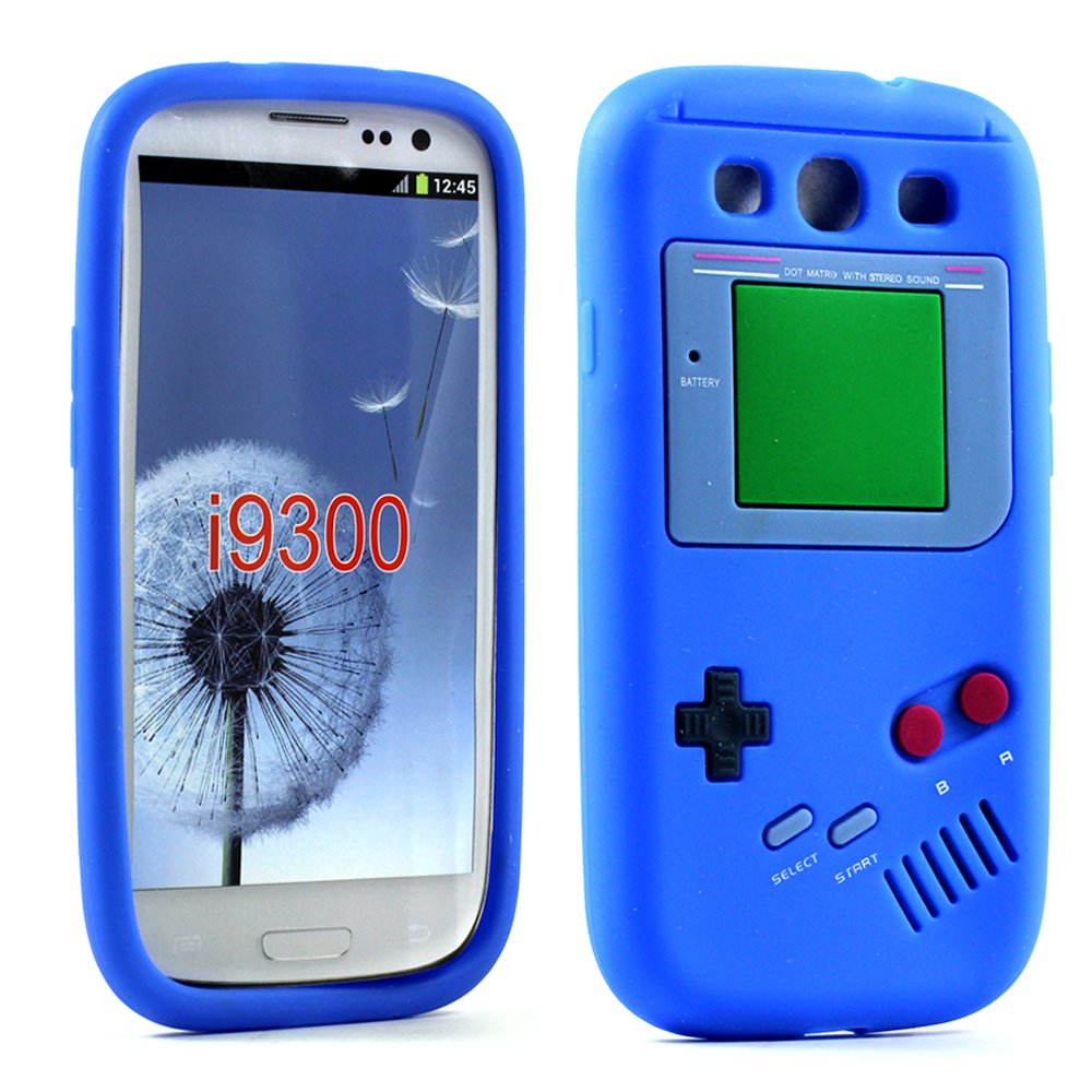 3D Gameboy Style TPU Silicone Protective Case for Samsung Galaxy S3 - Soft Matte Grip Hybrid Cover with Shock Absorption | Perfect for Gaming, Daily Use & Travel (Blue)