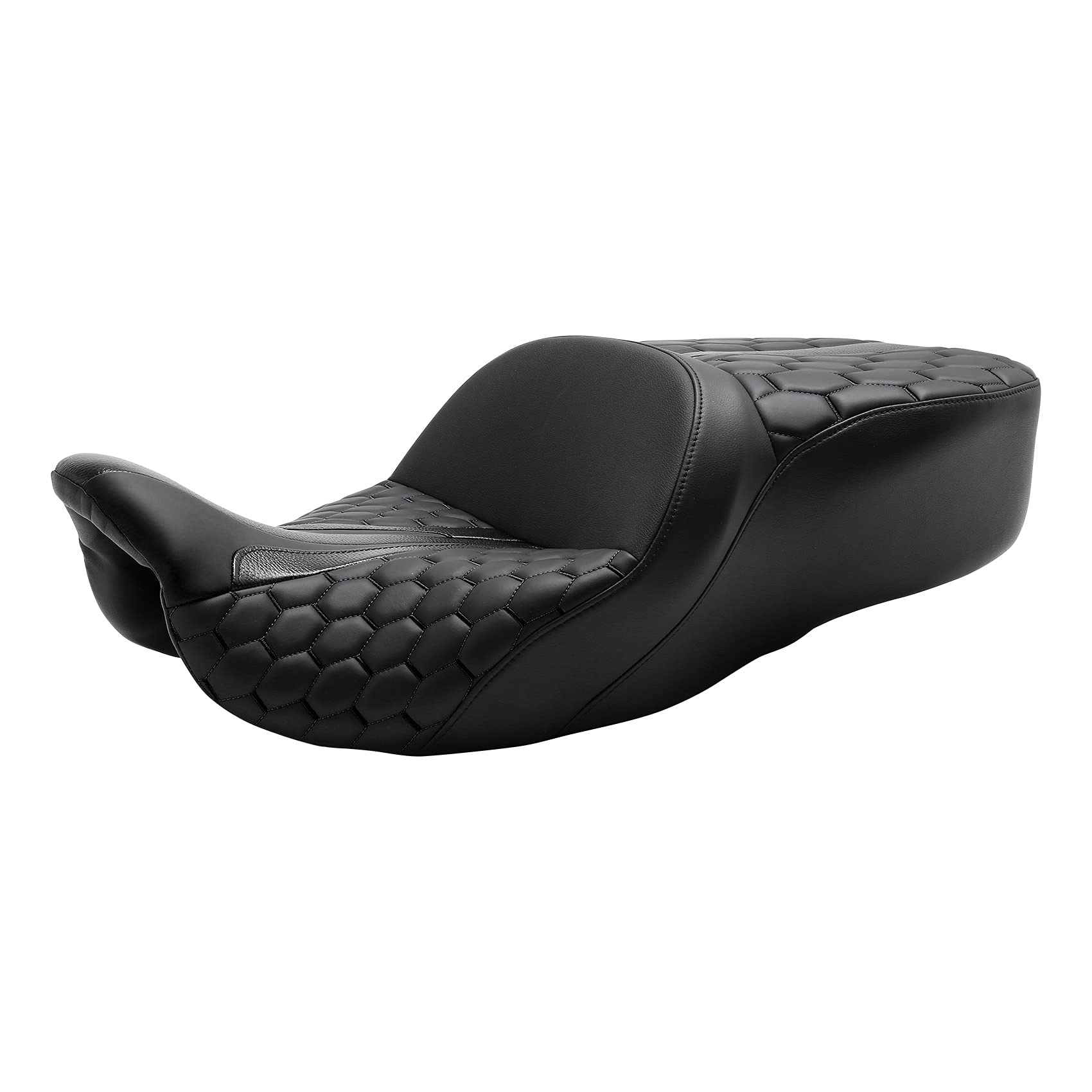 **C.C. RIDER Motorcycle Passenger Seat for Harley Touring Models (2009-2023) – Universal Fit for Road King FLHR, Street Glide FLHX, Road Glide FLTRX & Electra Glide FLHT – Comfortable 2-Up One-Piece Design with Bagger Comb Straps – Perfect for Long Rides & Road Trips**