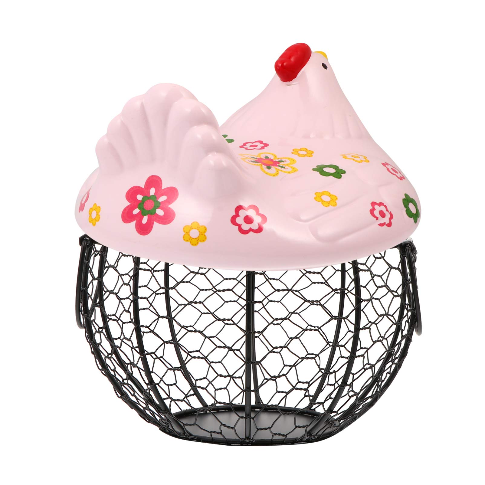 DOITOOL Ceramic Egg Holder Basket - Chicken Hen Figure Design, Egg Storage Container for Kitchen, Fruit & Vegetable Organizer, Candy Dispenser - Perfect for Farmhouse Decor, Easter Decorations, and Pantry Organization
