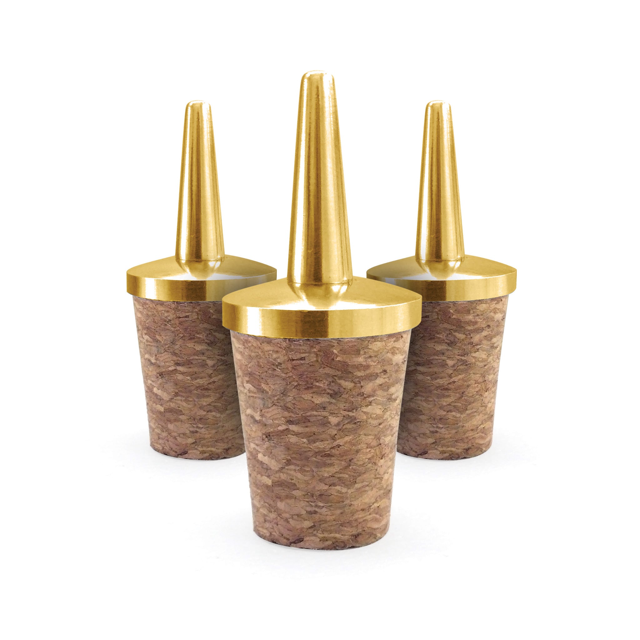 Gold Plated Dasher Top - Set of 3 for Cocktail Shakers, Bar Accessories & Home Bartending Essentials