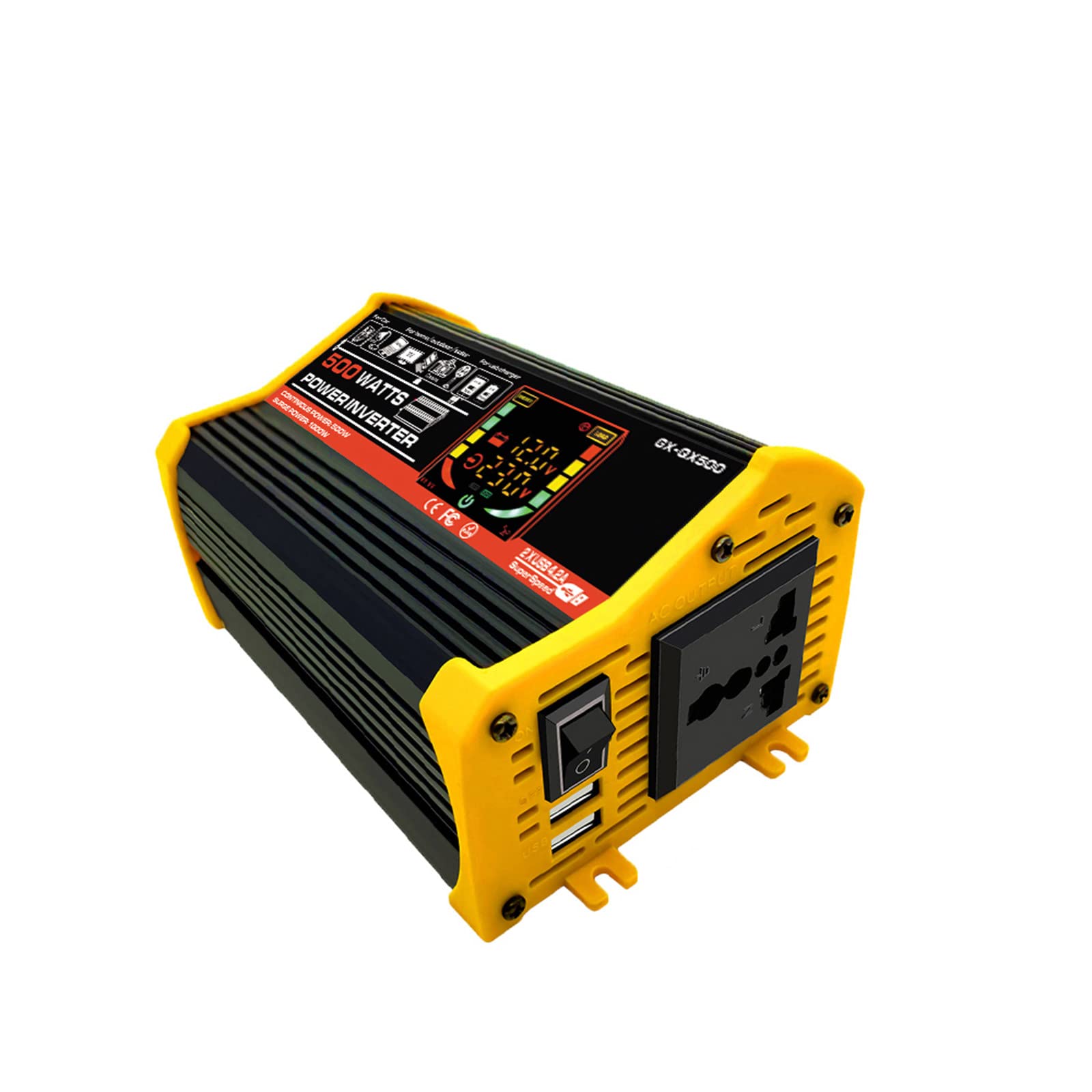 500W Car Power Inverter DC 12V to AC 220V with 2.4A Dual USB Ports & Voltage Display - Portable Car Adapter Converter for Laptops, CPAP Machines, Small Appliances - Perfect for Road Trips & Camping