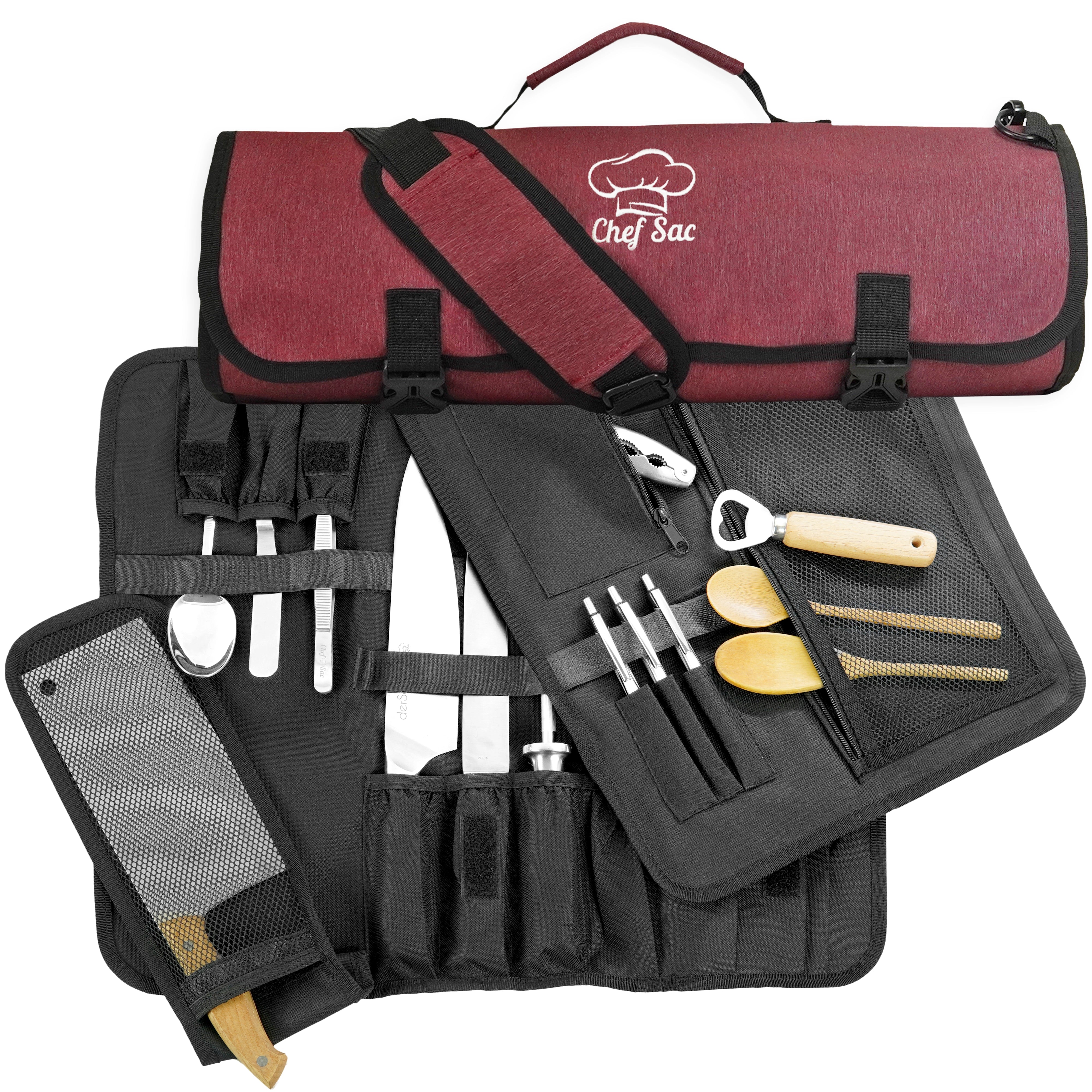 Professional Chef Knife Roll Bag with 8+ Slots - Perfect for Kitchen, Culinary School & Travel - Durable Knife Storage & Organizer for Chefs & Home Cooks