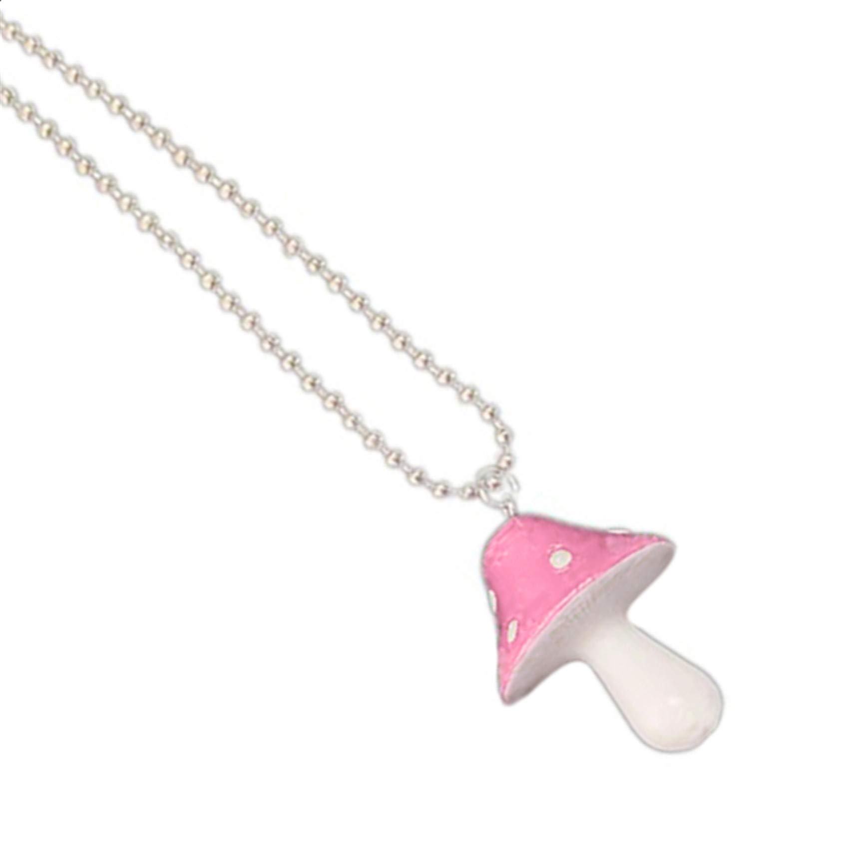 Sterling Silver Mushroom Charm Necklace - Elegant Pink Jewelry for Women, Perfect Anniversary & Birthday Gift - Ideal for Casual Wear, Date Nights & Special Occasions