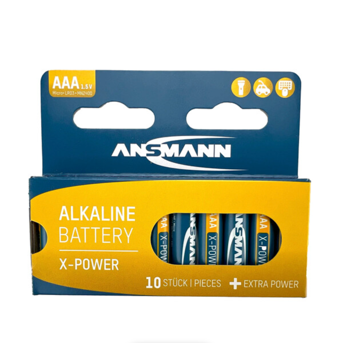 Ansmann X POWER AAA Alkaline Batteries 10-Pack - Long-Lasting Power for Toys, Remote Controls, Flashlights & Electronic Devices